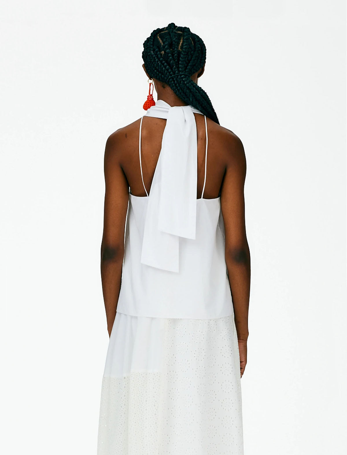 TIBI Eco Poplin Halter Top in White