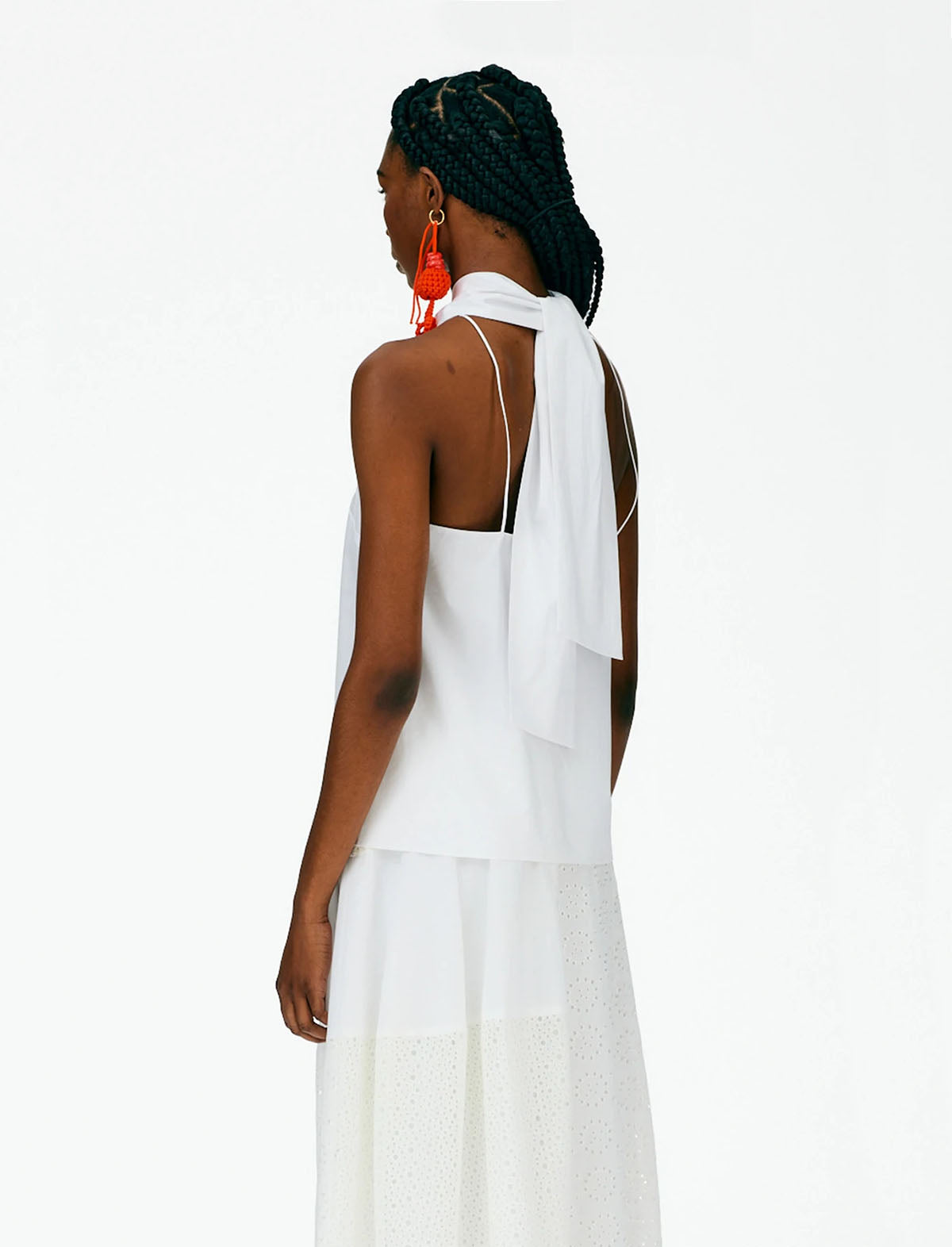 TIBI Eco Poplin Halter Top in White