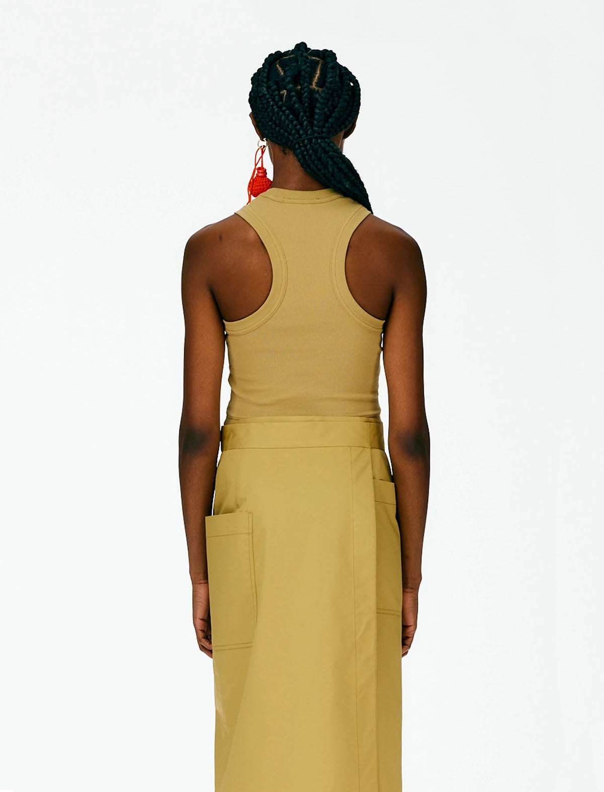 TIBI Ribbed T Cropped Tank Top in Khaki