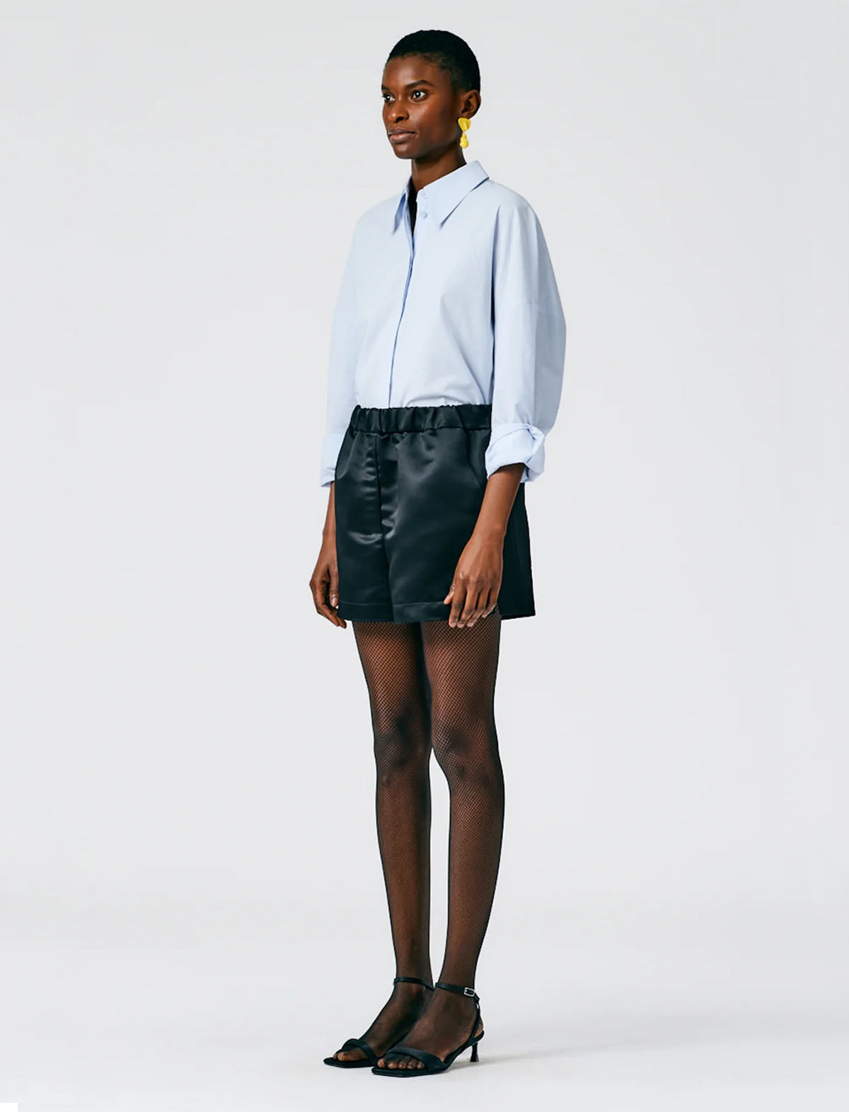 TIBI Satin Pull On Shorts in Black