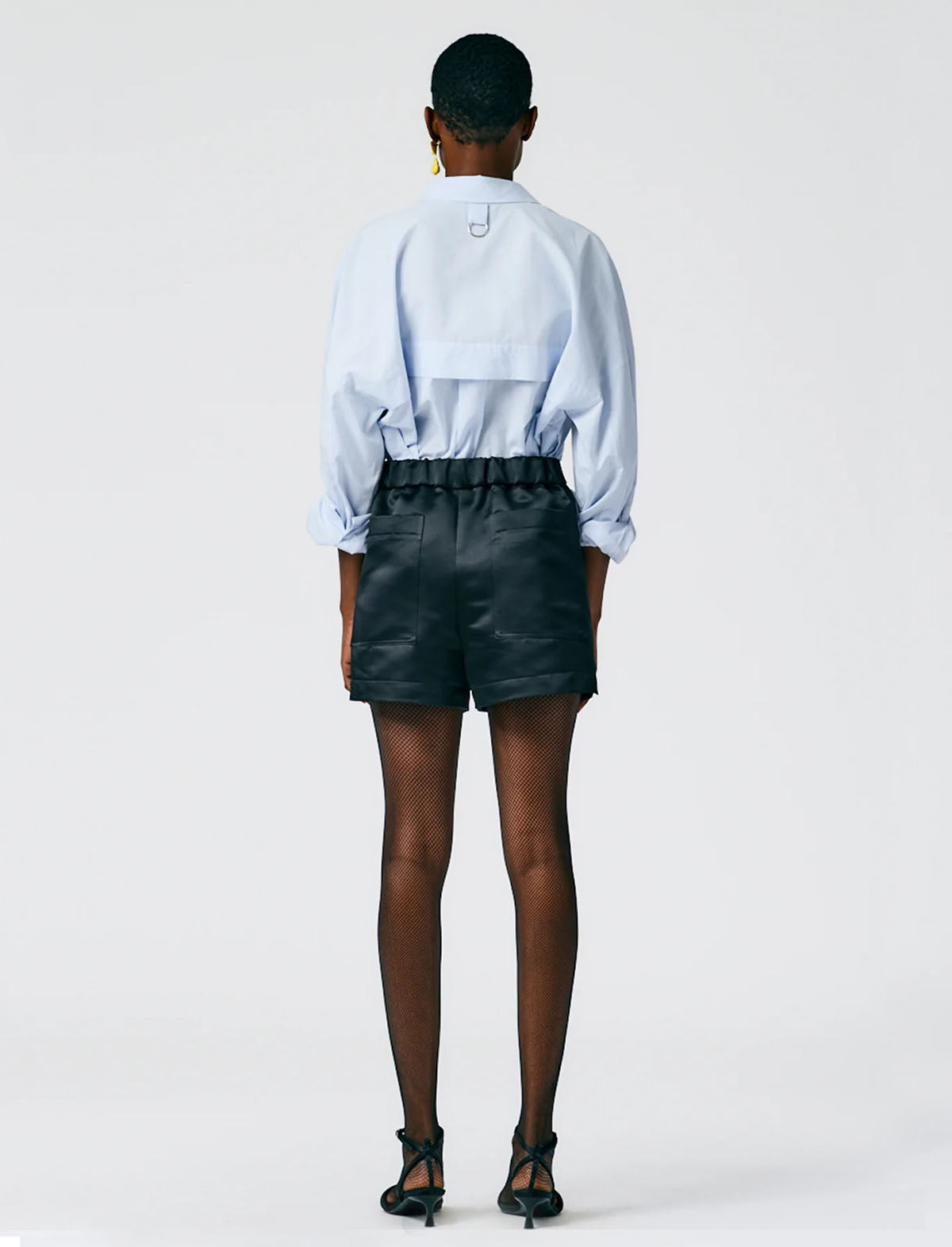 TIBI Satin Pull On Shorts in Black