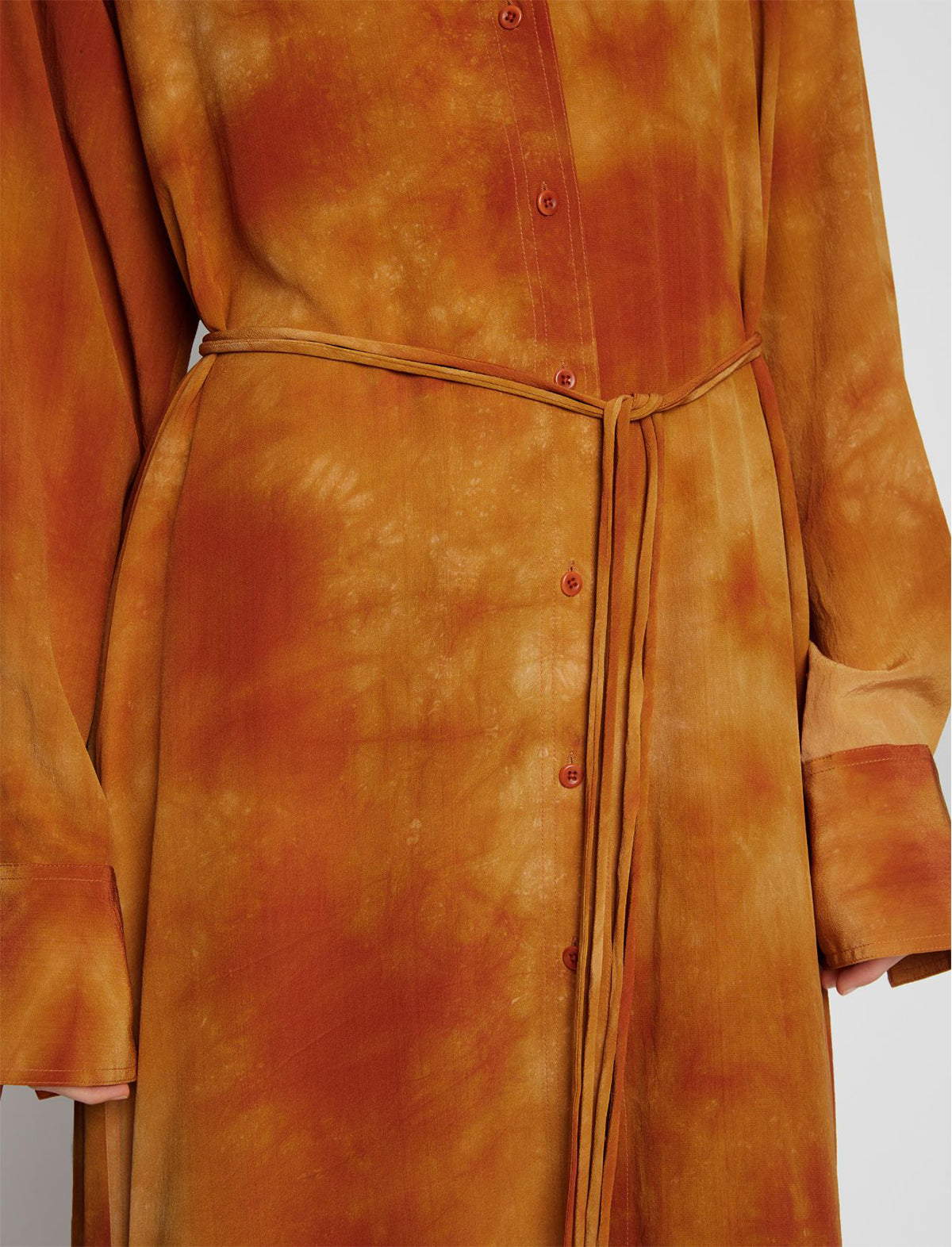 PROENZA SCHOULER WHITE LABEL Tie Dye Silk Shirt Dress in Sienna