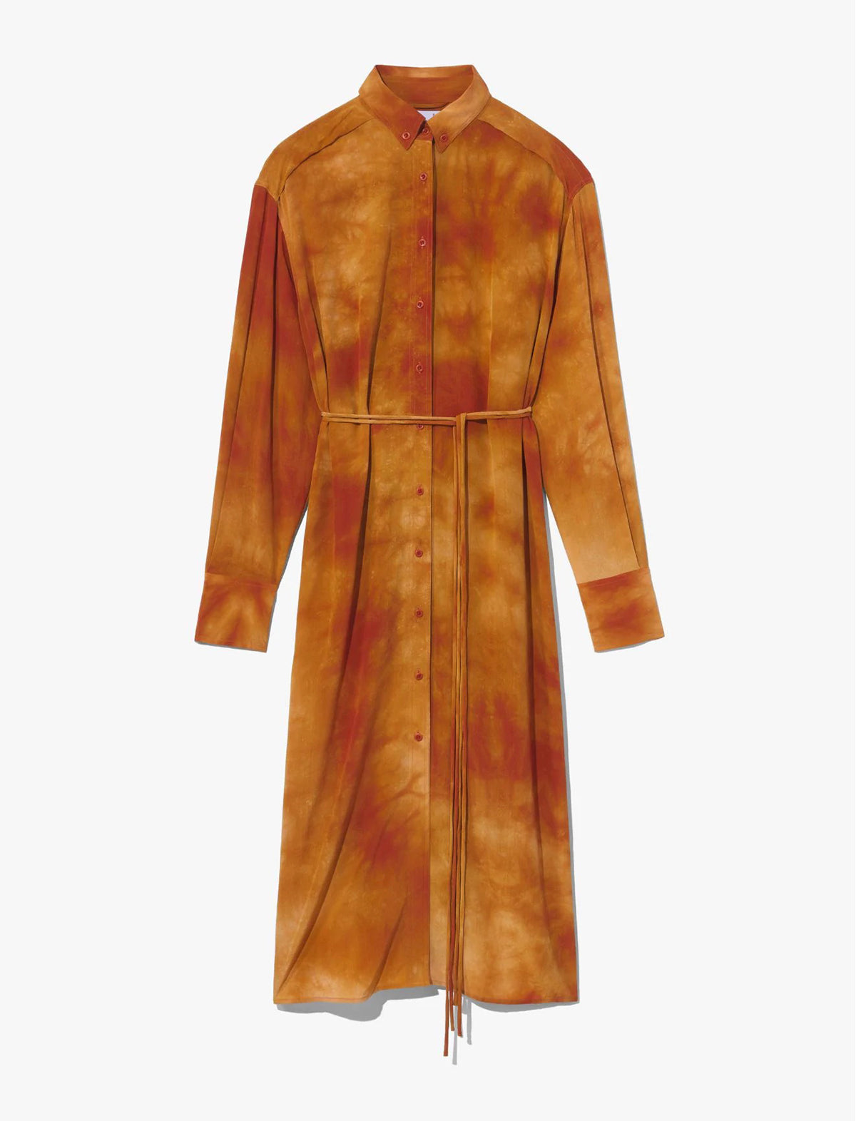 PROENZA SCHOULER WHITE LABEL Tie Dye Silk Shirt Dress in Sienna