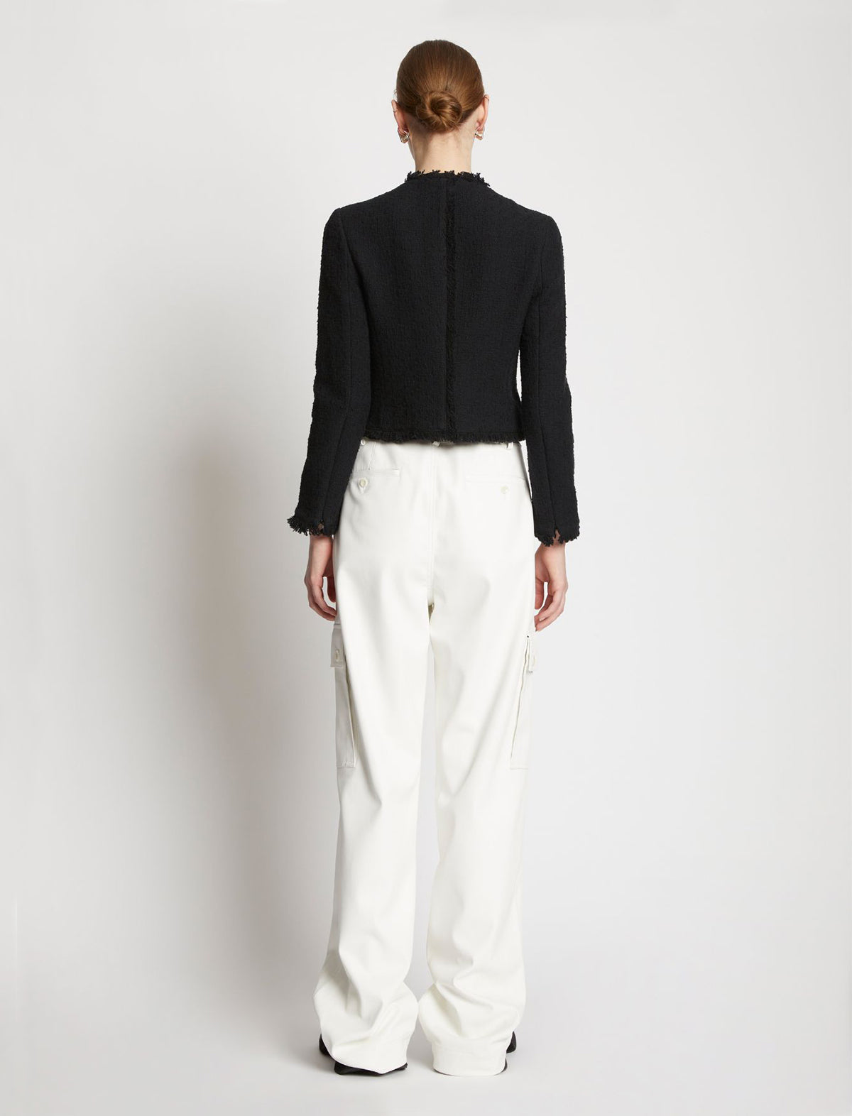 PROENZA SCHOULER WHITE LABEL Cropped Tweed Jacket in Black