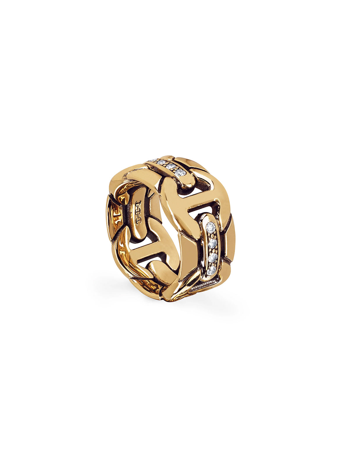 HOORSENBUHS Wall Quad with Diamonds Ring 18k Yellow Gold