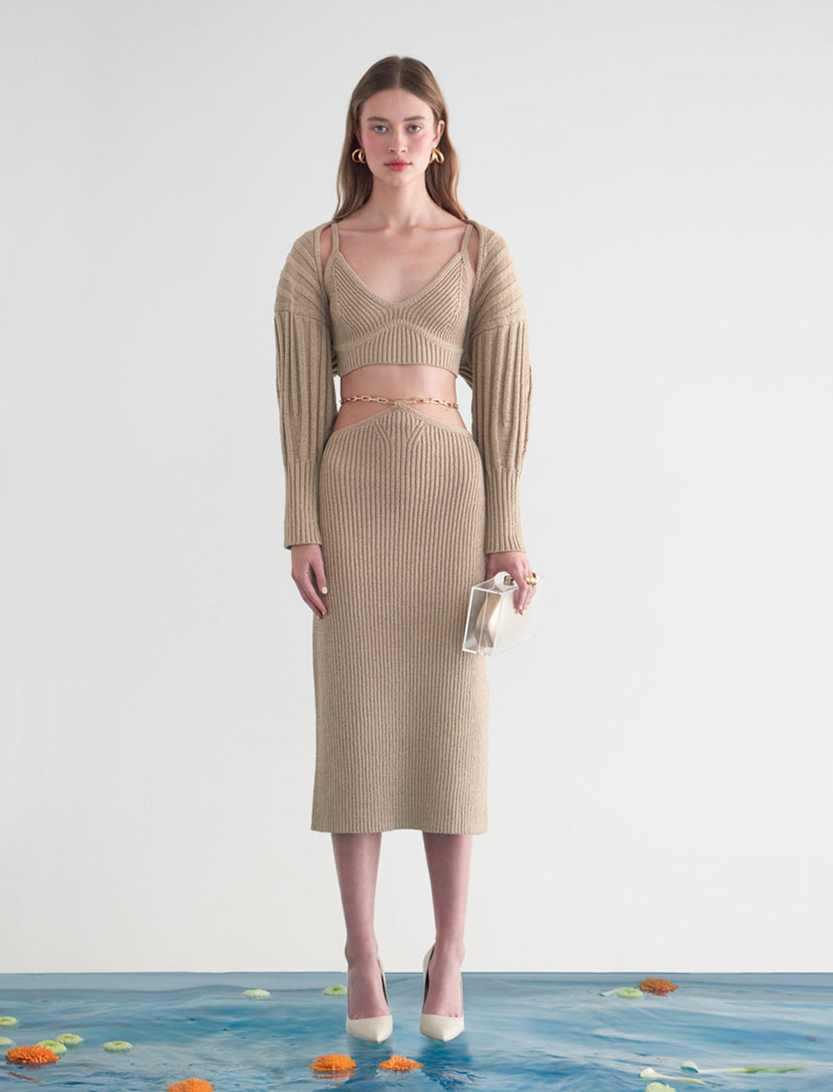 CULT GAIA Zariana Knit Skirt in Ecru