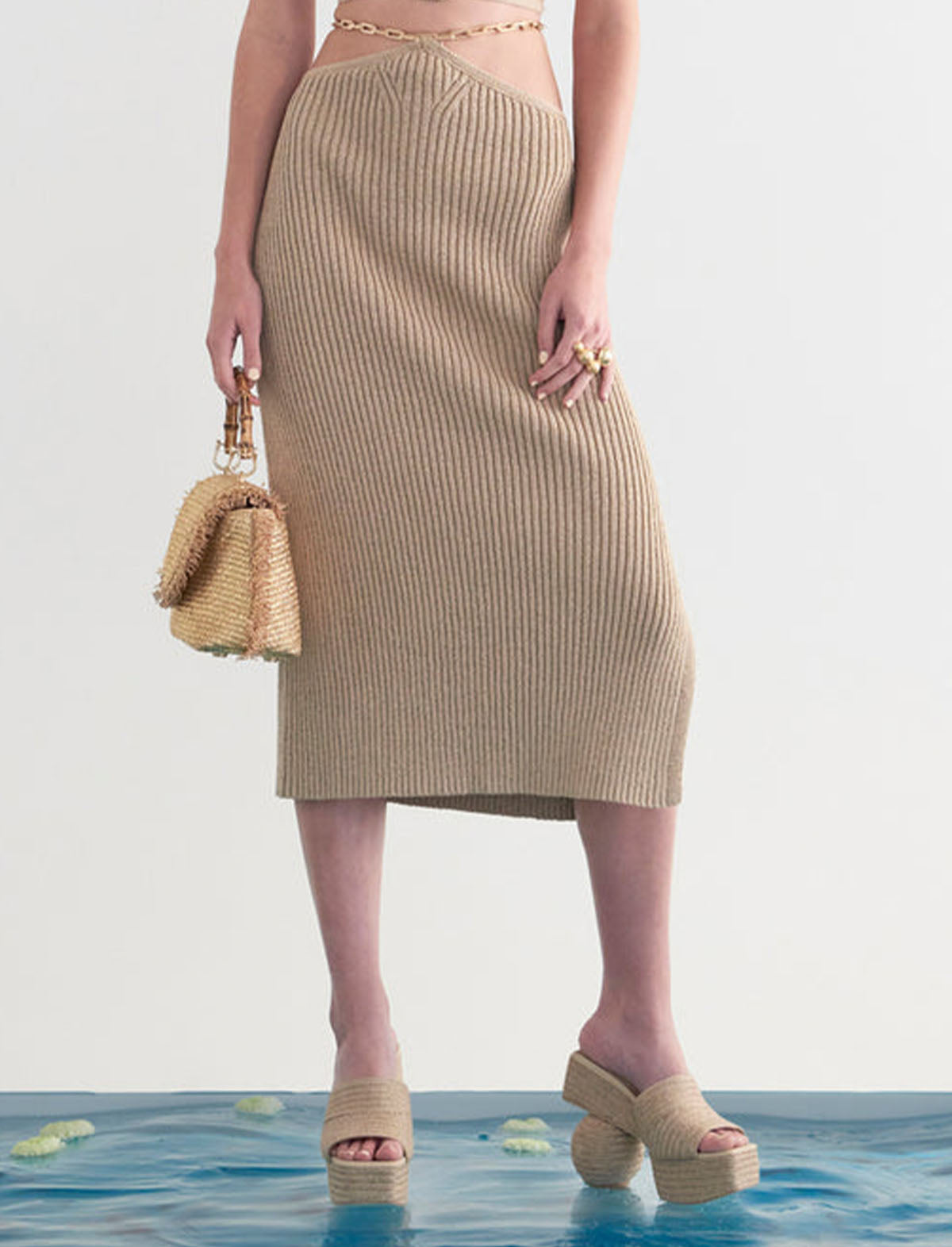 CULT GAIA Zariana Knit Skirt in Ecru