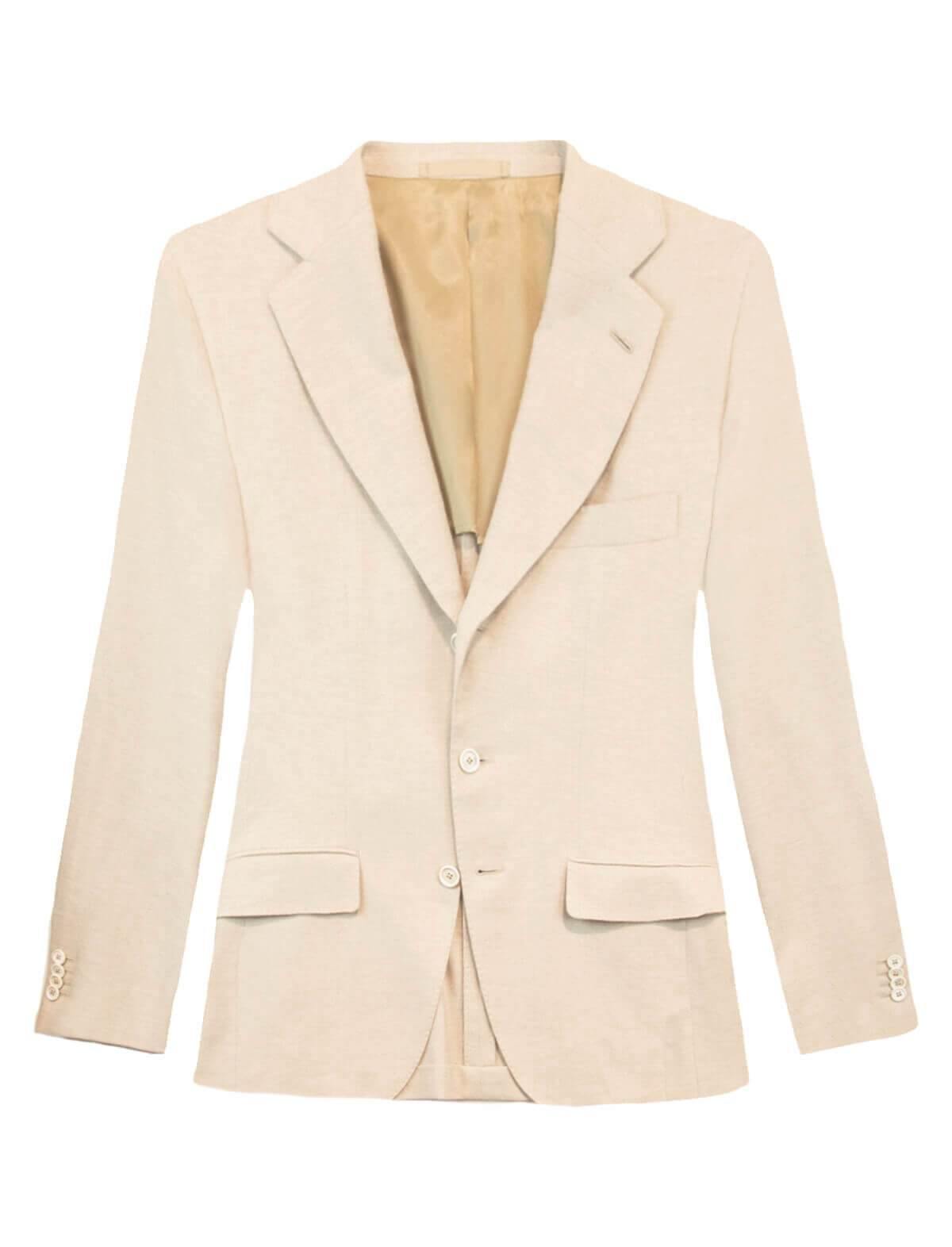 CARUSO Single-Breasted Premium Cotton Blazer in Off White | CLOSET Singapore