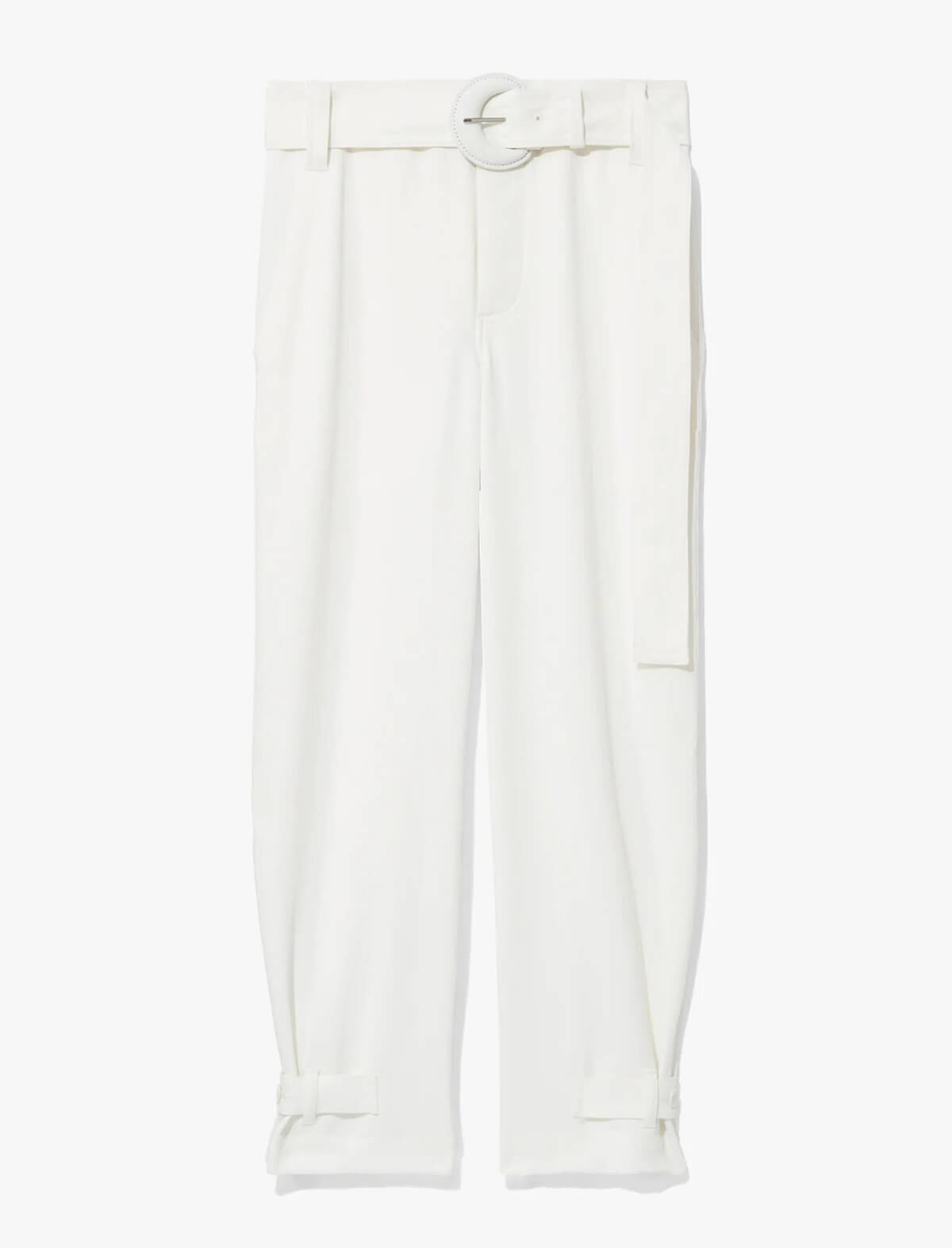 PROENZA SCHOULER WHITE LABEL Rumpled Piqué Belted Pants in Black