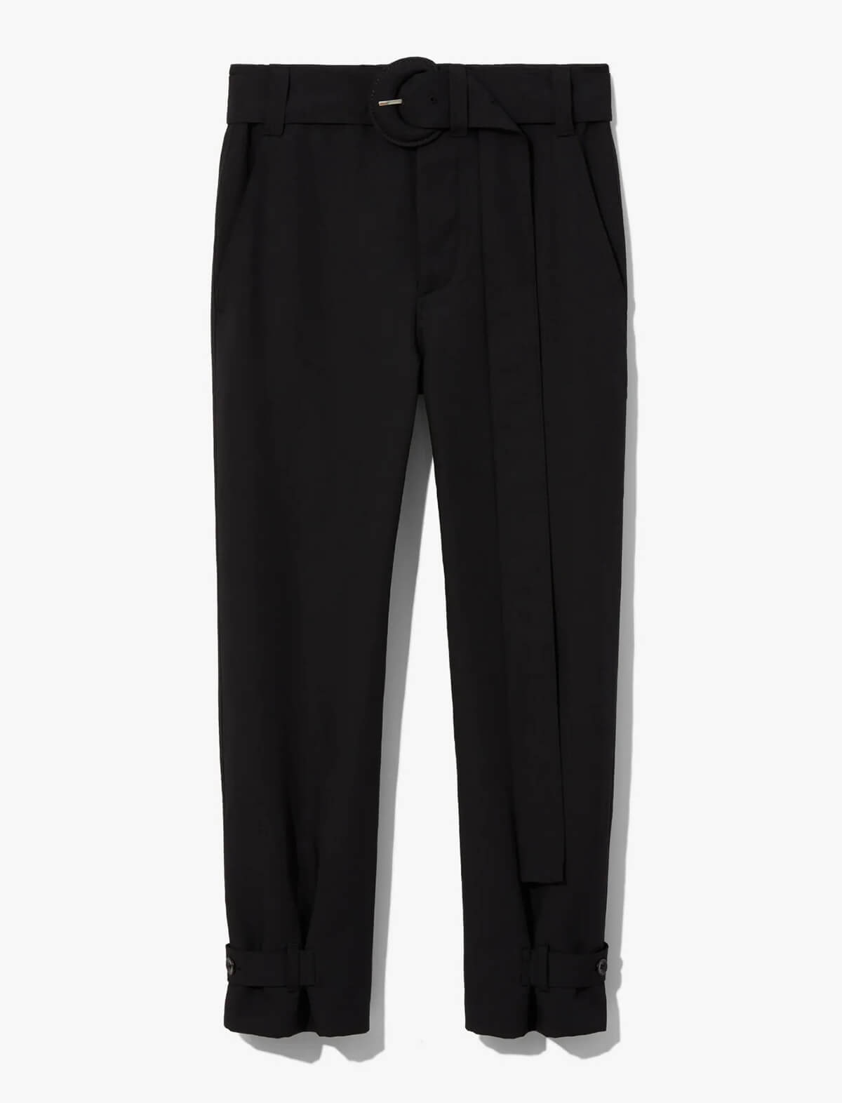 PROENZA SCHOULER WHITE LABEL Rumpled Piqué Belted Pants in Black