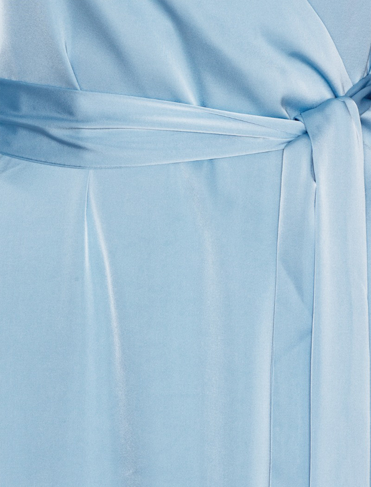 ROTATE Birger Christensen Satin Midi Wrap Dress In Placid Blue