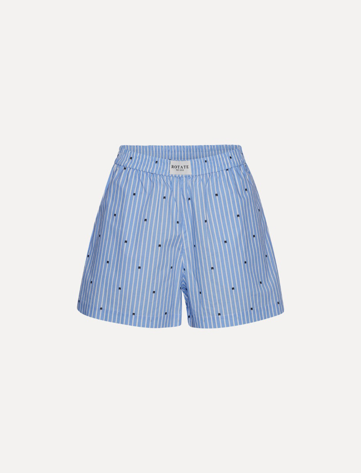 ROTATE SUNDAY 8 Elasticated Shorts In Blue Logo Stripe