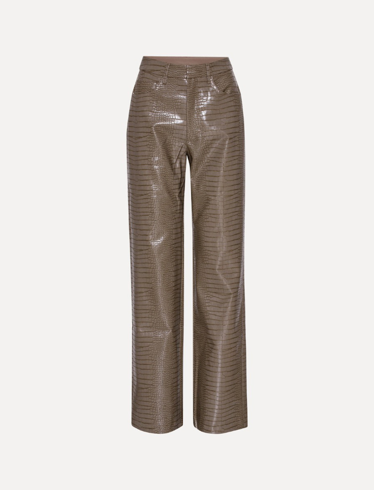 ROTATE Birger Christensen Textured Straight Pants In Fossil