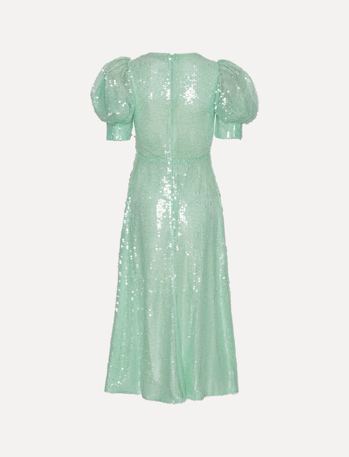 ROTATE Birger Christensen Sequins V-Neck Dress In Gossamer Green