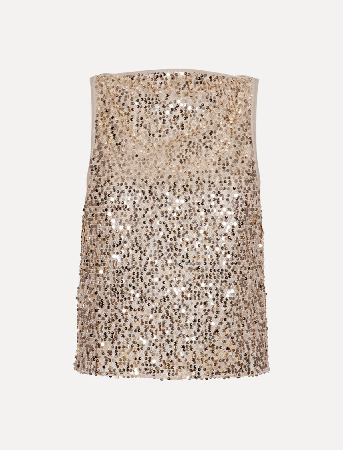 ROTATE Birger Christensen Net Sequins Boatneck Top In Macadamia