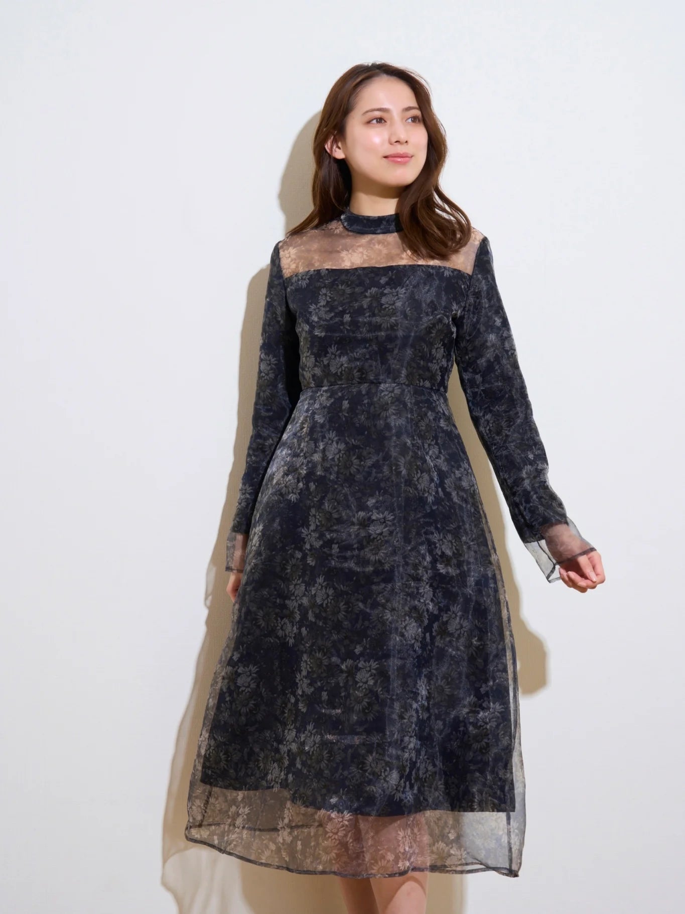 RICORD Flower Organdy Dress In Black