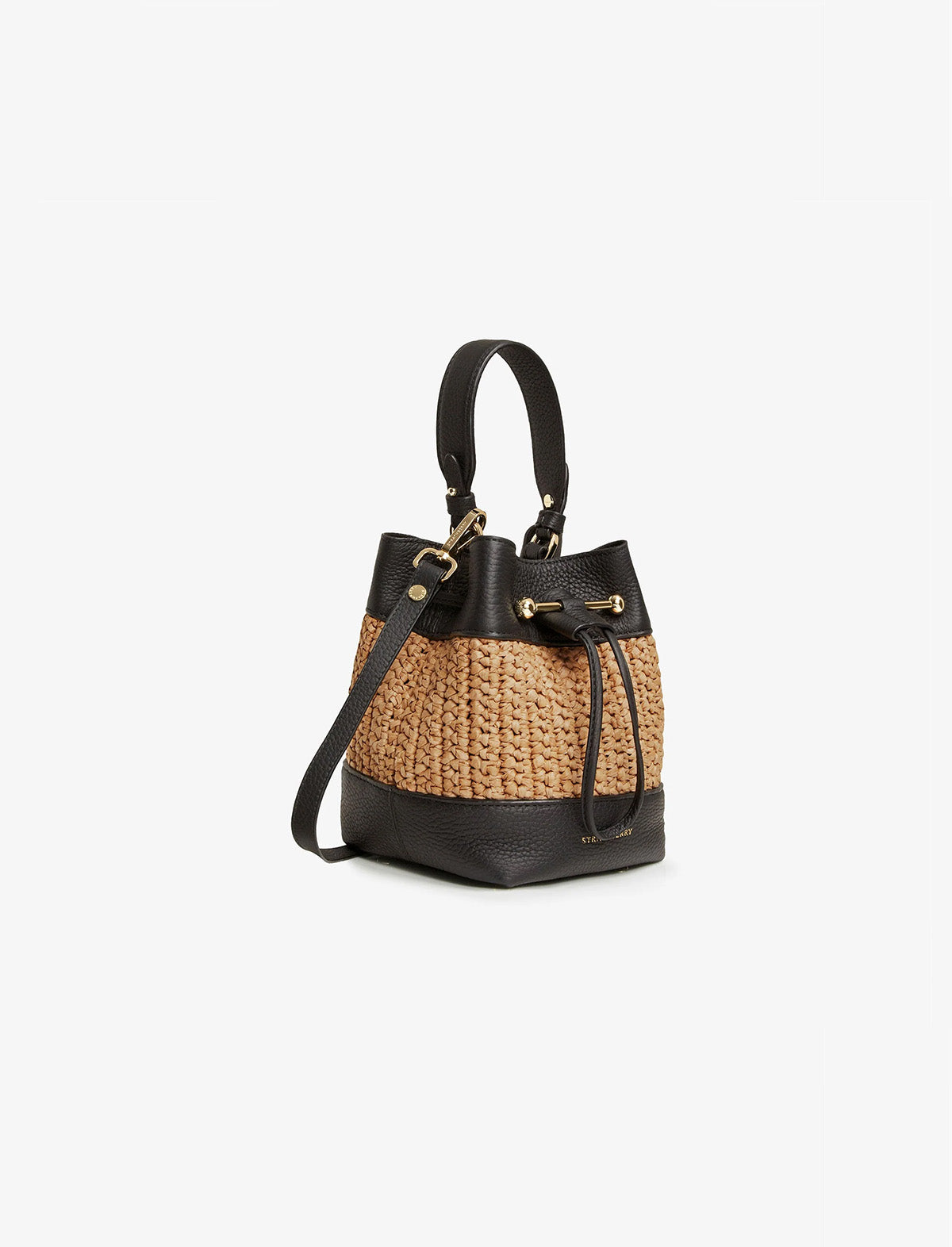 STRATHBERRY Osette Bag In Raffia/Black