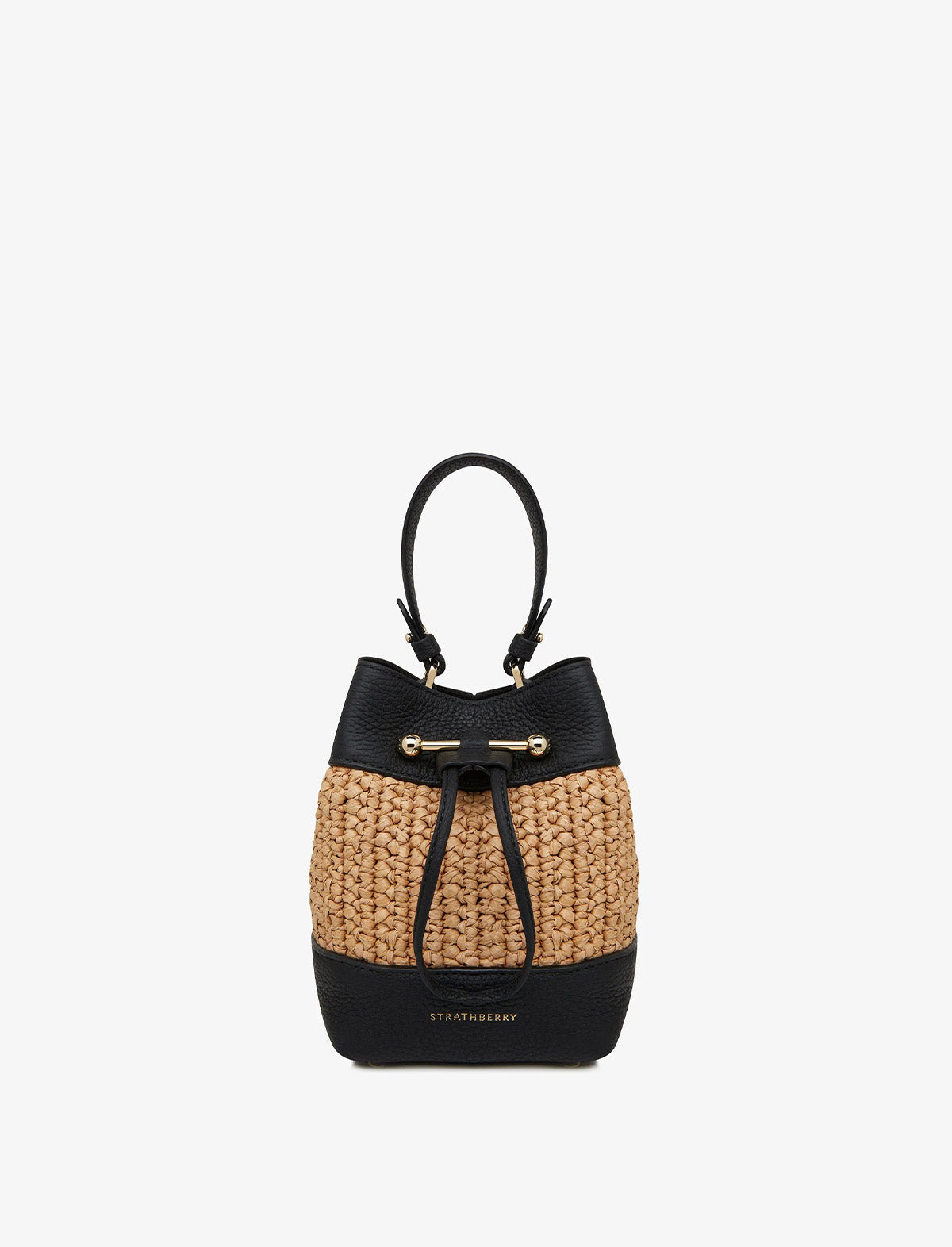 STRATHBERRY Osette Bag In Raffia/Black