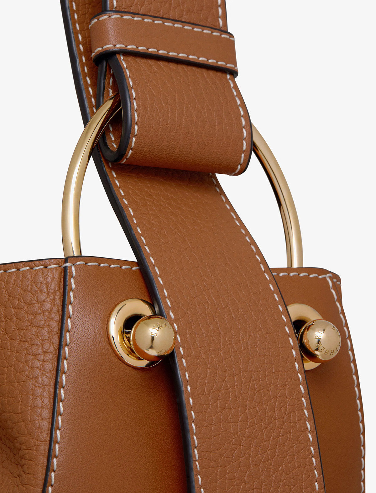 STRATHBERRY Lana Midi Bucket Bag in Tan with Vanilla Stitch