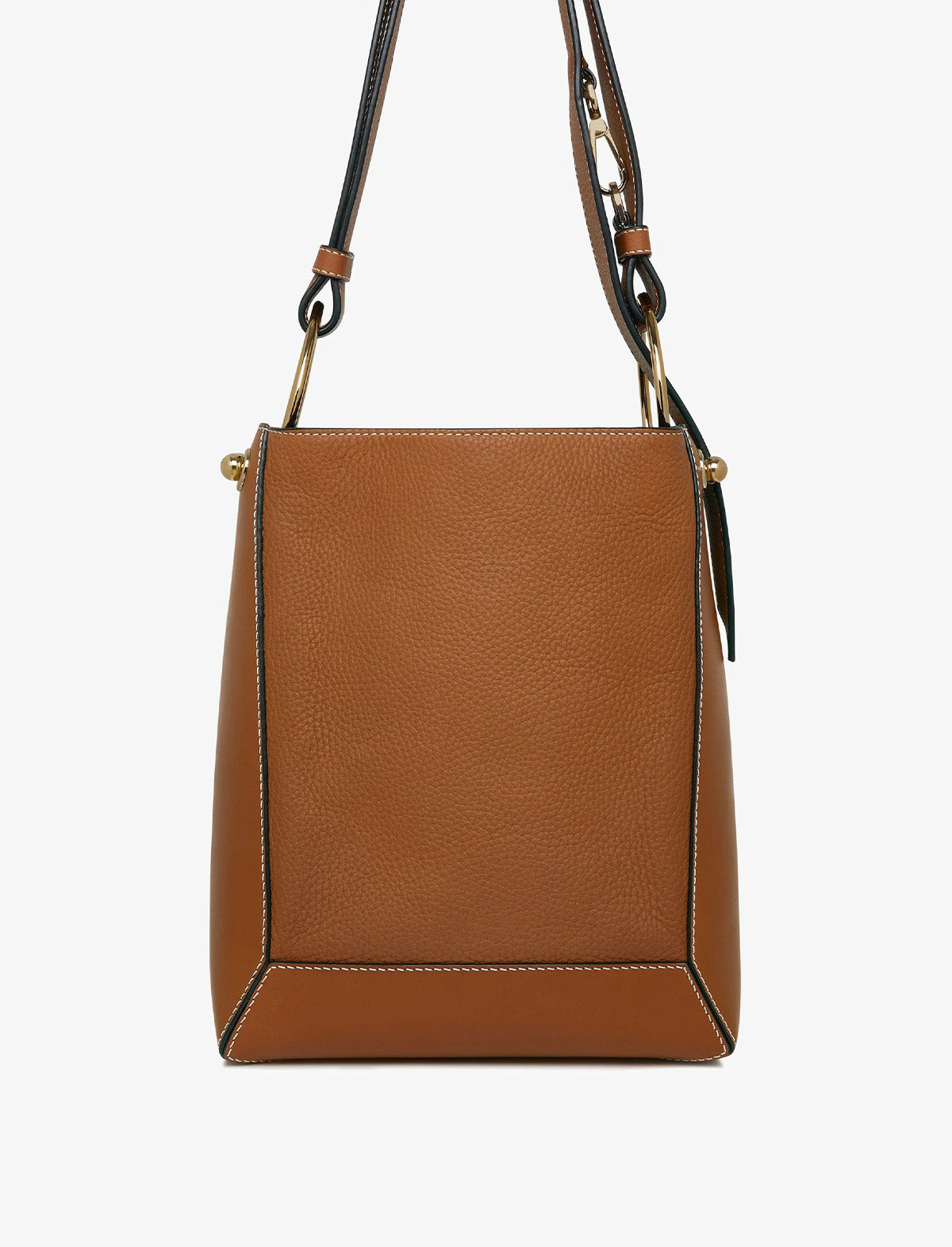 STRATHBERRY Lana Midi Bucket Bag in Tan with Vanilla Stitch