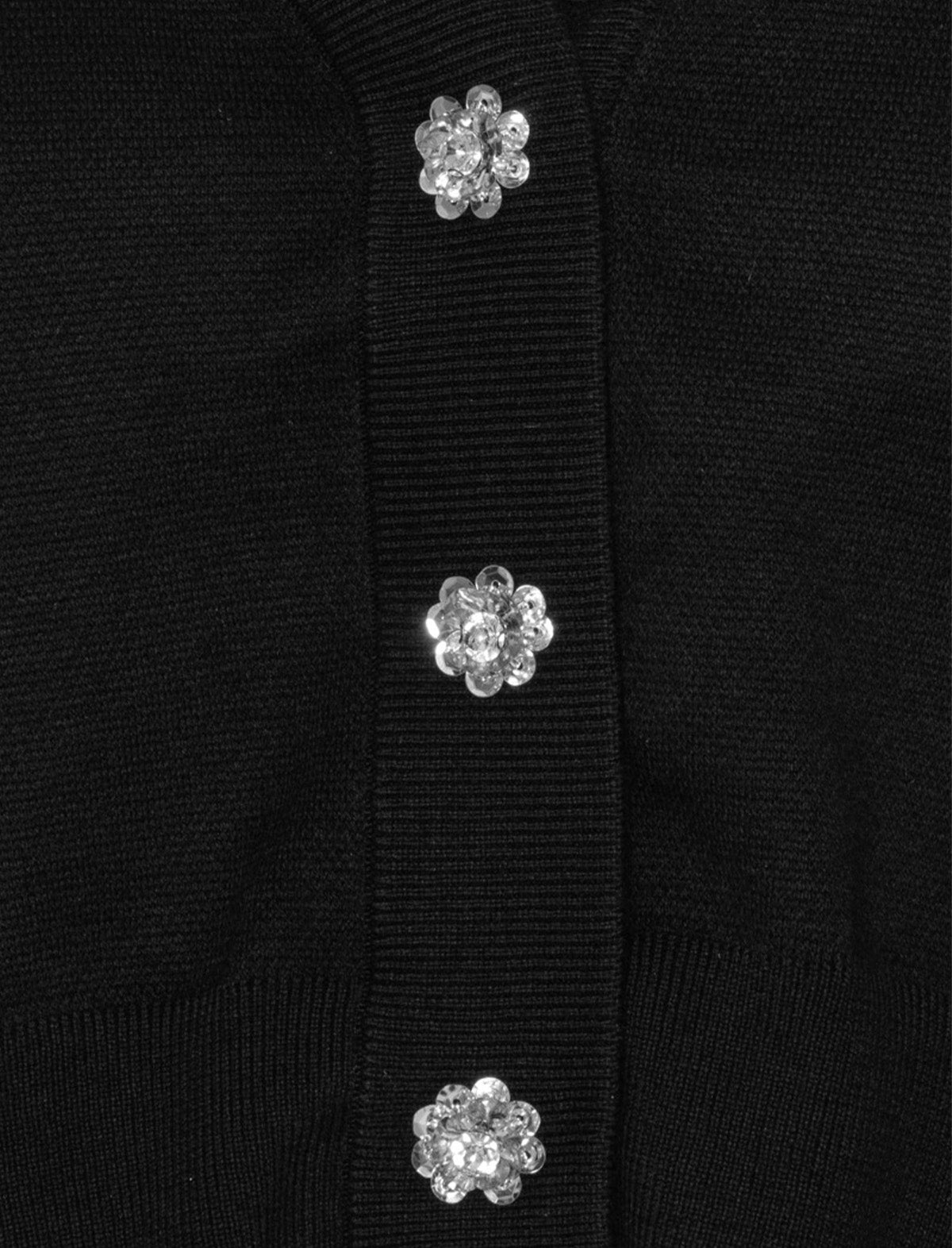 ROTATE Birger Christensen Knit Puff Sleeve Cardigan In Black