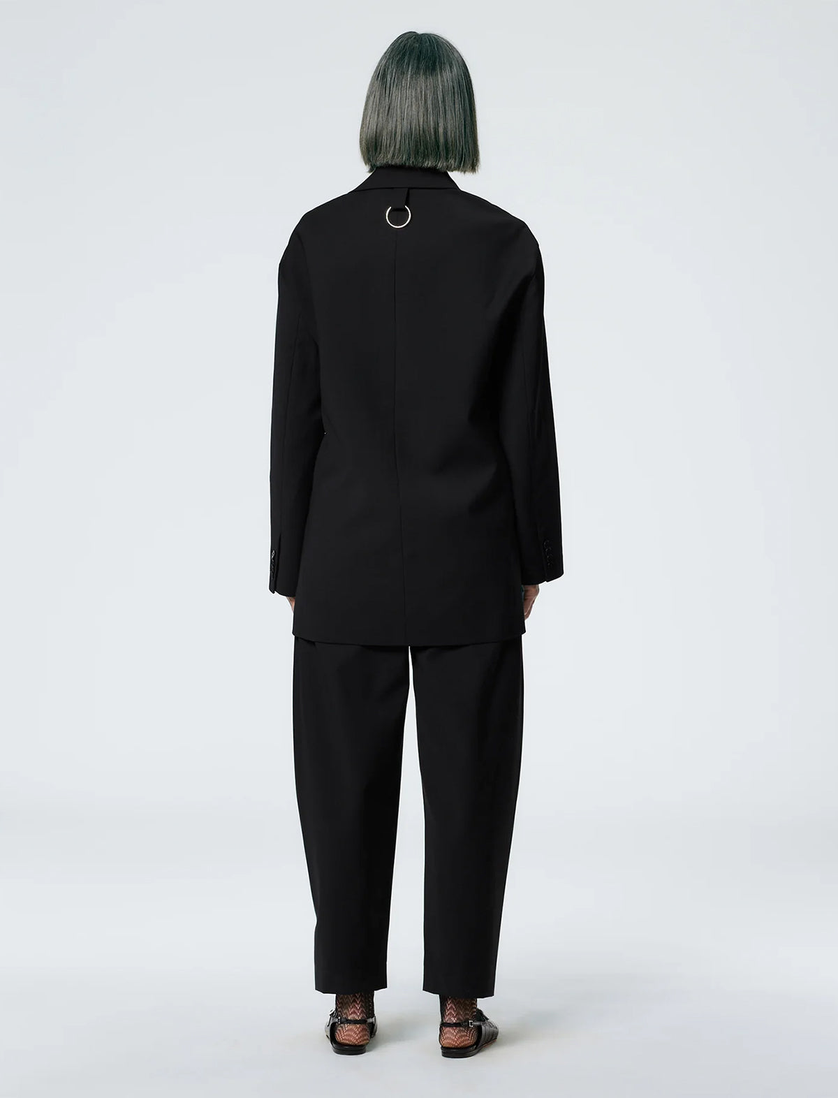 TIBI RECYCLED TROPICAL WOOL DETACHED LAPEL LIAM BLAZER In Black