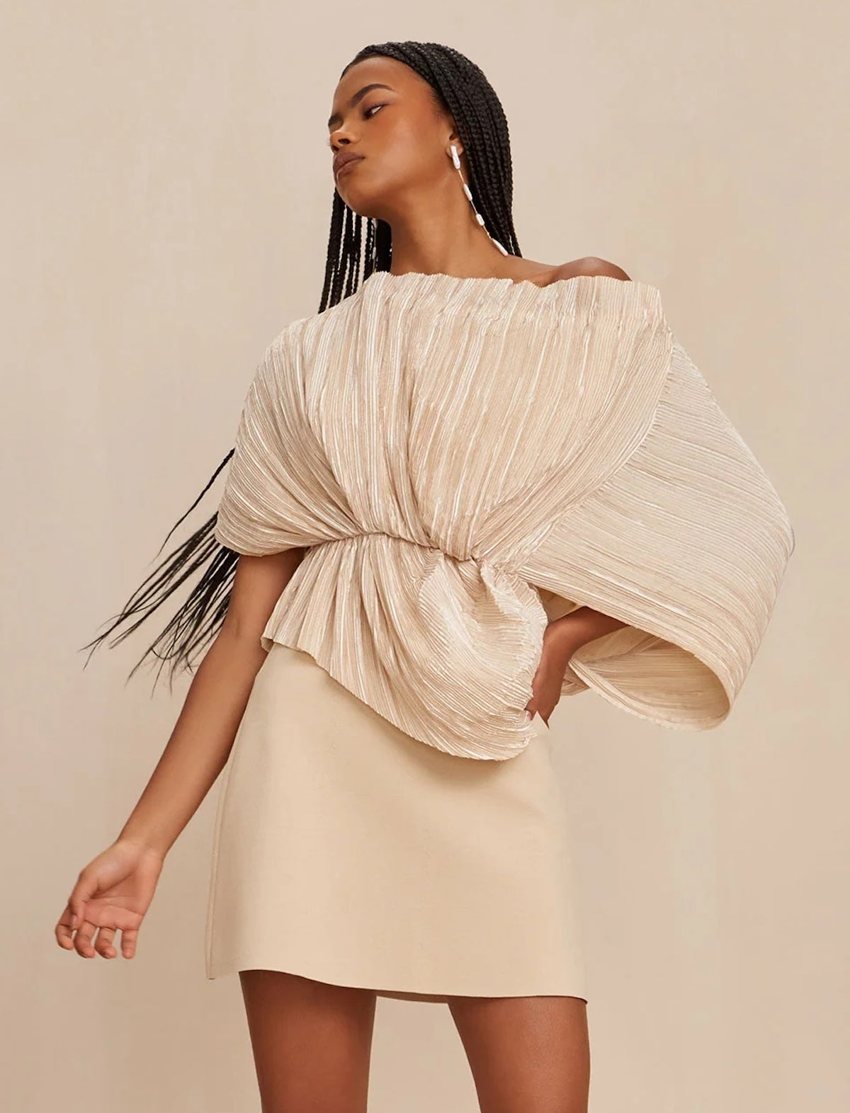 CULT GAIA Cami Asymmetrical Pleated Blouse In Beach