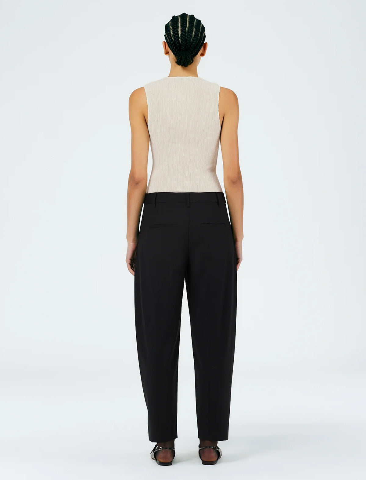 TIBI RECYCLED TROPICAL WOOL SCULPTED TROUSER In Black