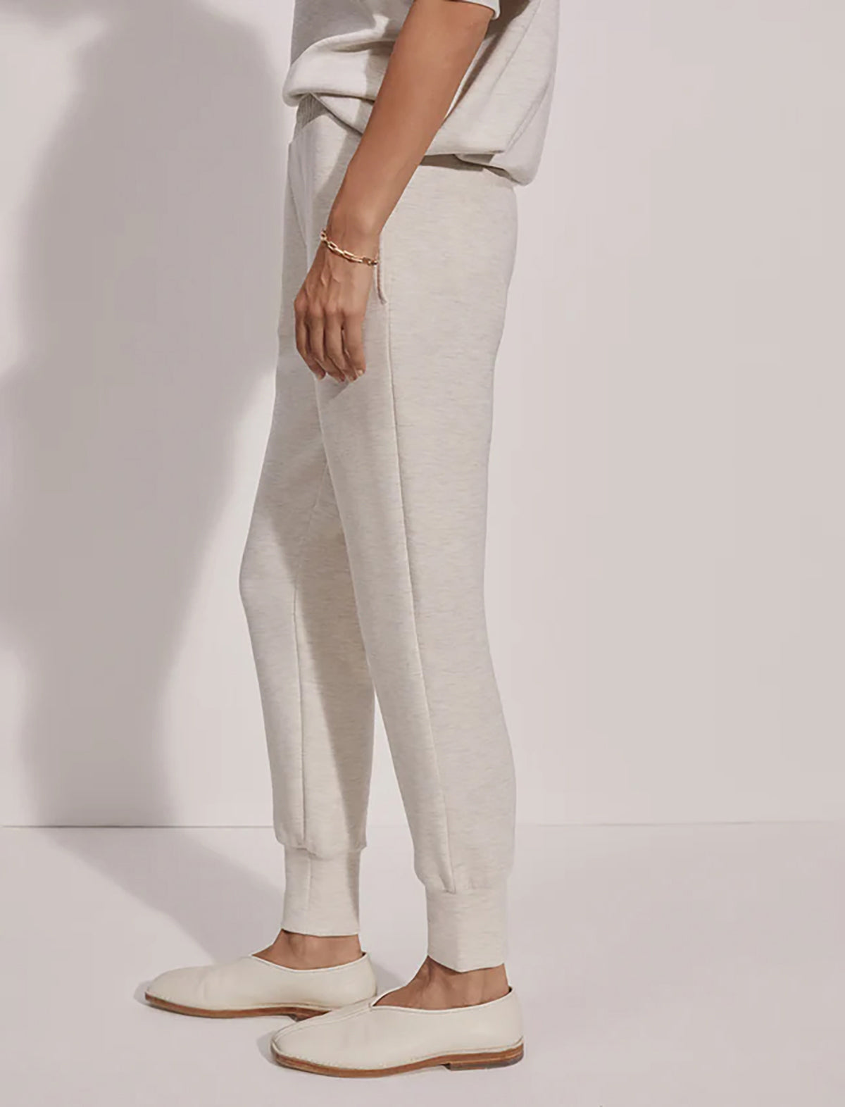 VARLEY DoubleSoft™️ The Slim Cuff Pant 25" in Ivory Marl