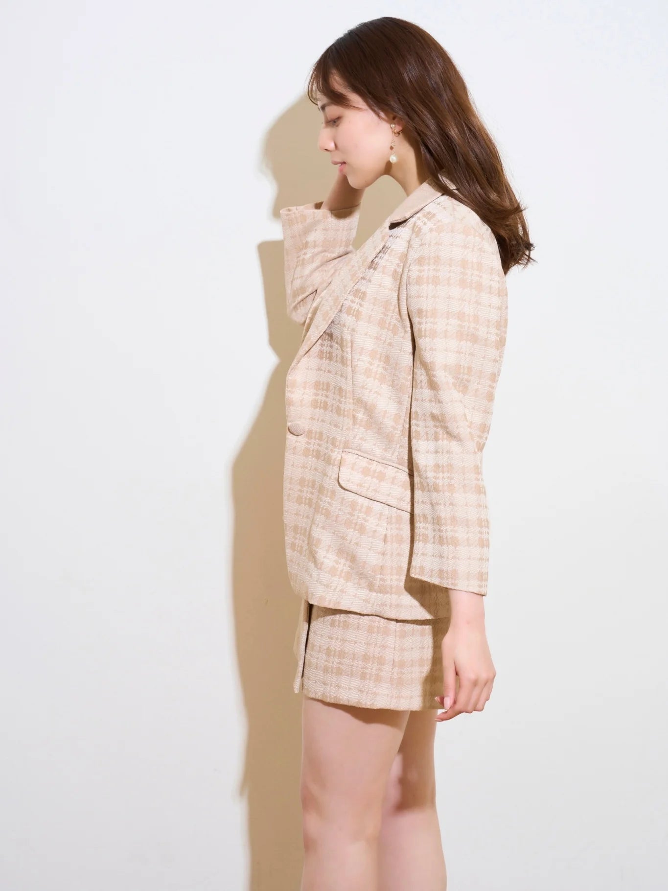 RICORD Summer Tweed Skirt In Beige