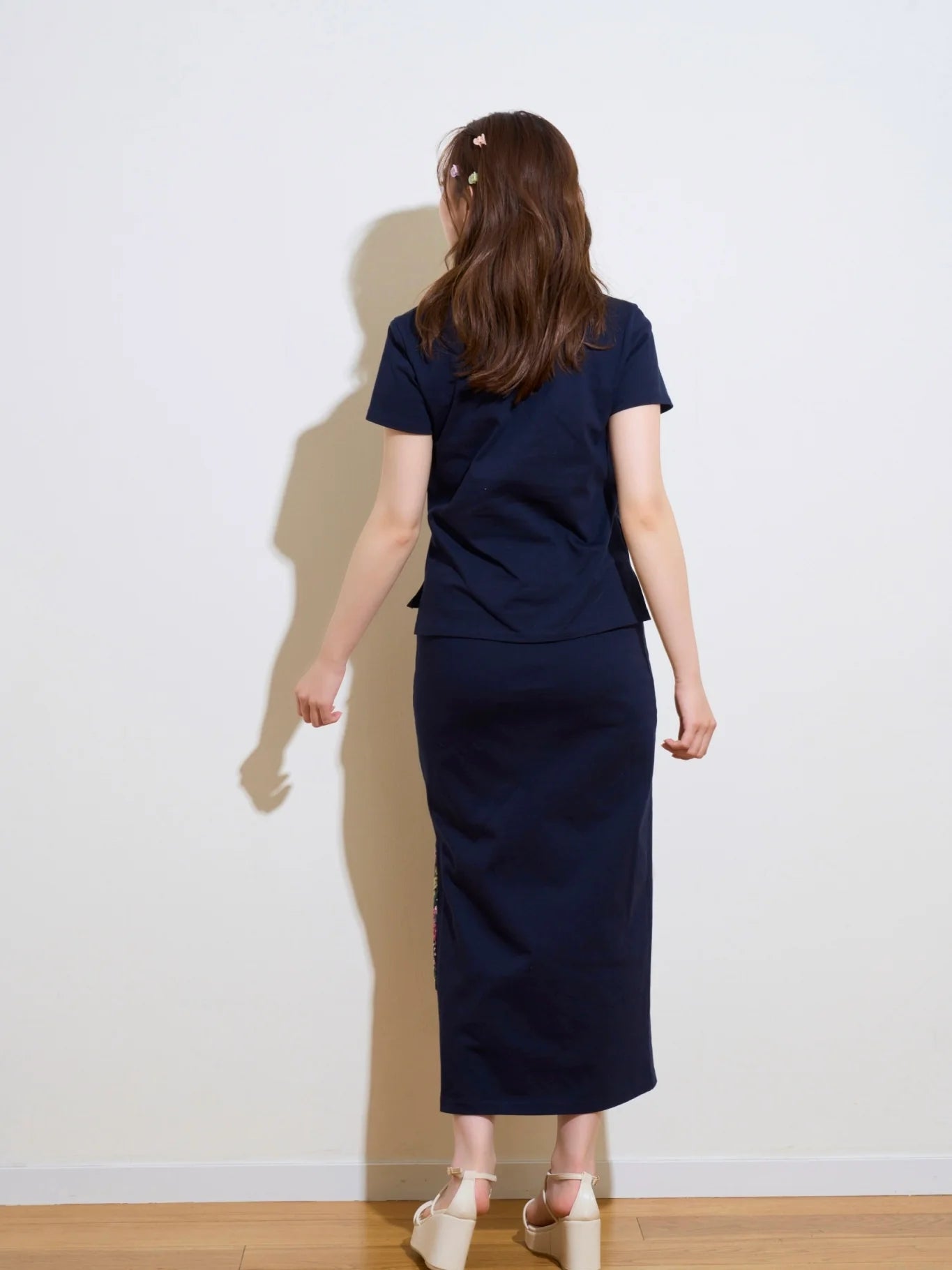 RICORD Slit Skirt In Navy