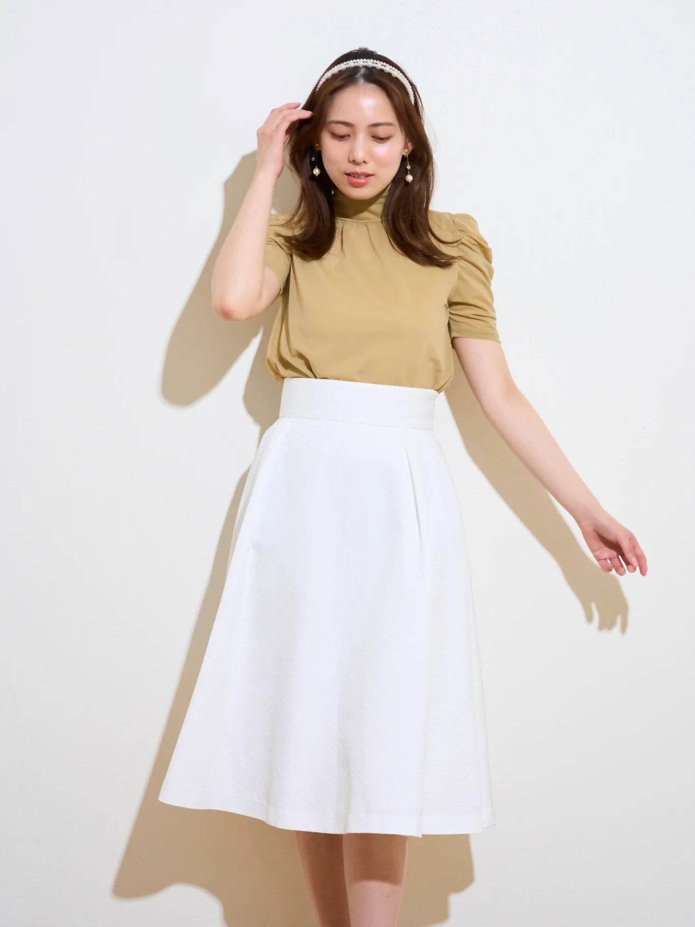 RICORD Flared Skirt In White