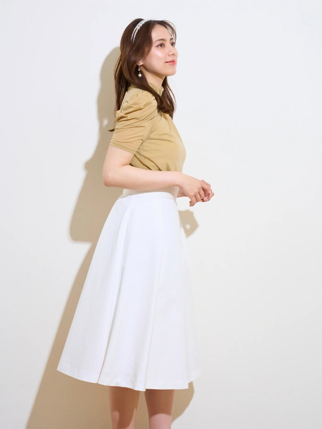 RICORD Flared Skirt In White