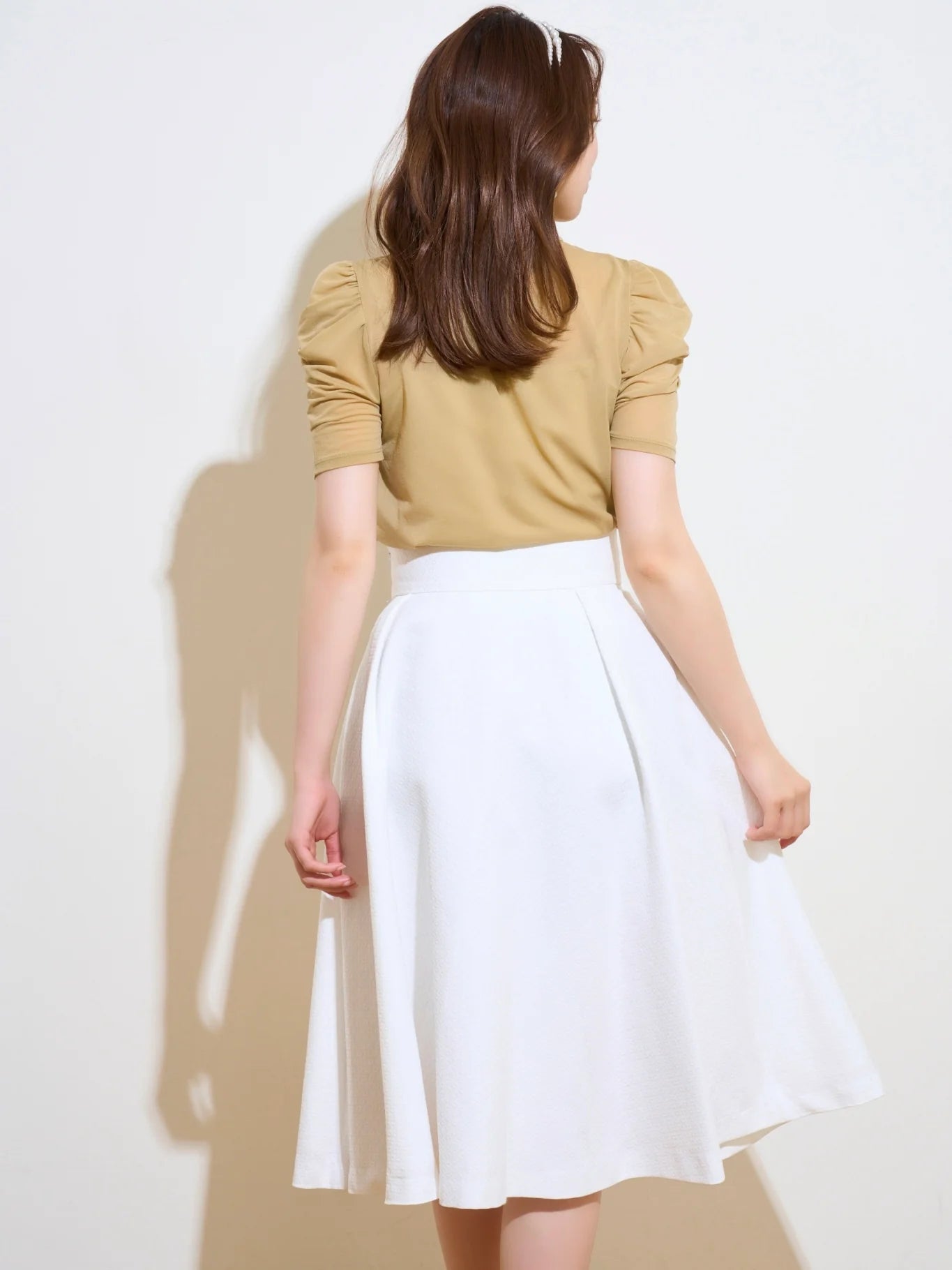 RICORD Flared Skirt In White