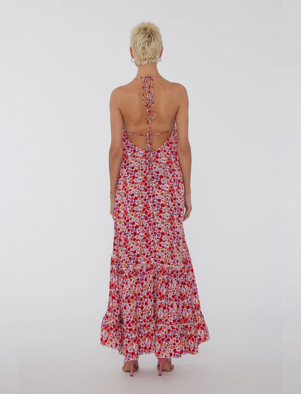 Red floral sale maxi dress