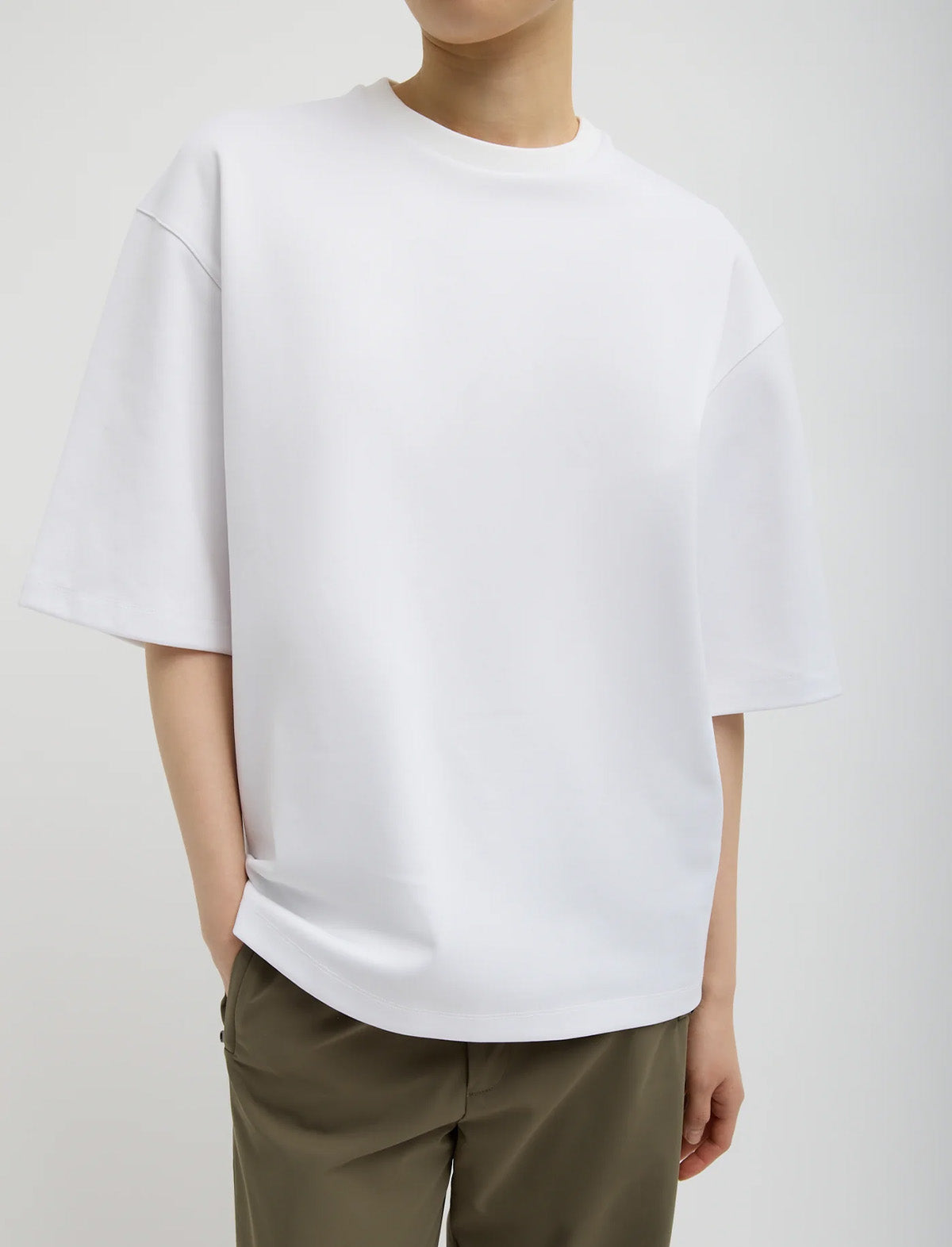 TIBI Active Knit Easy T-Shirt in White