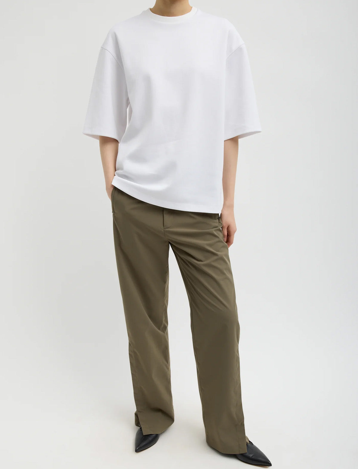 TIBI Active Knit Easy T-Shirt in White