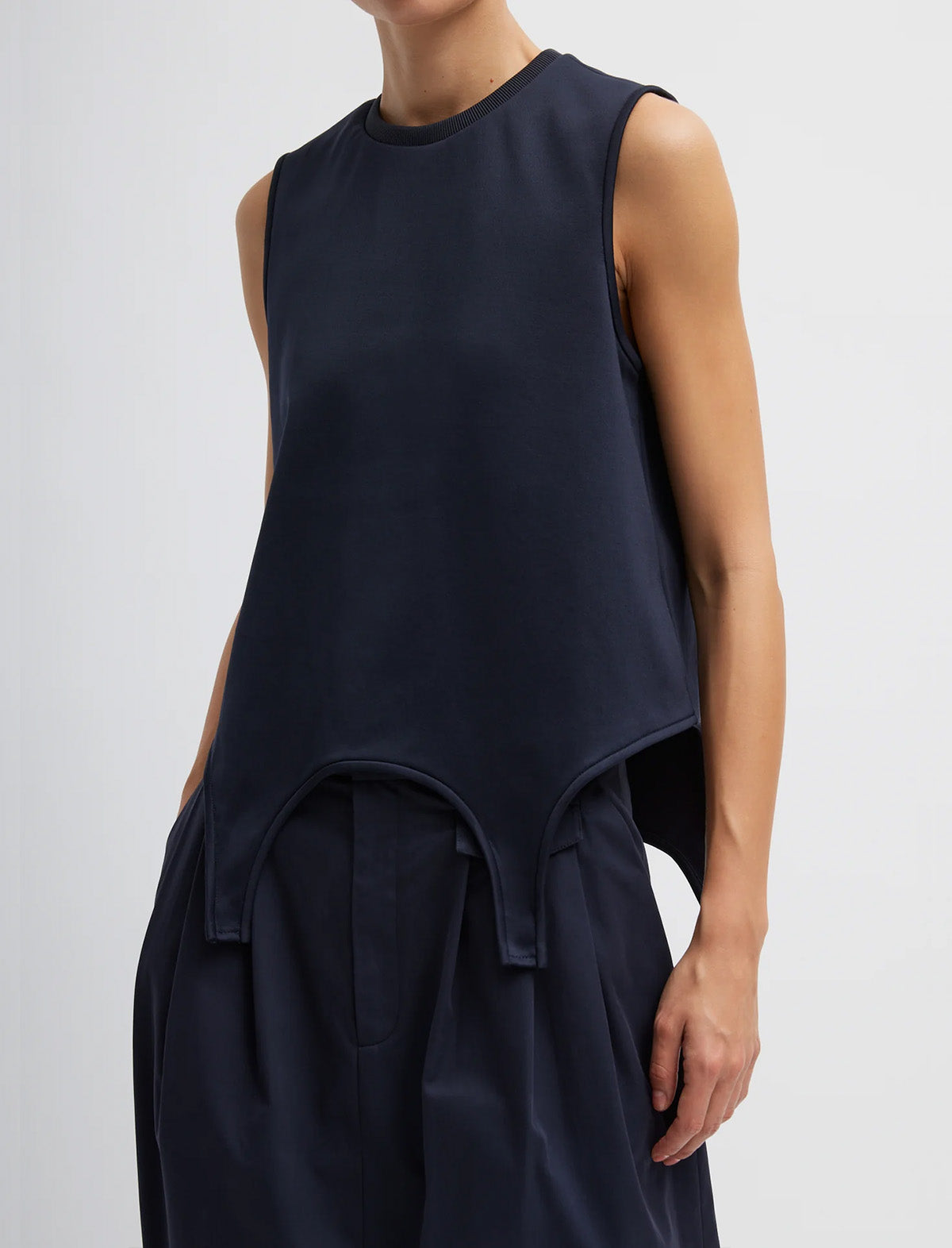 TIBI Active Knit Flip Tank in Navy
