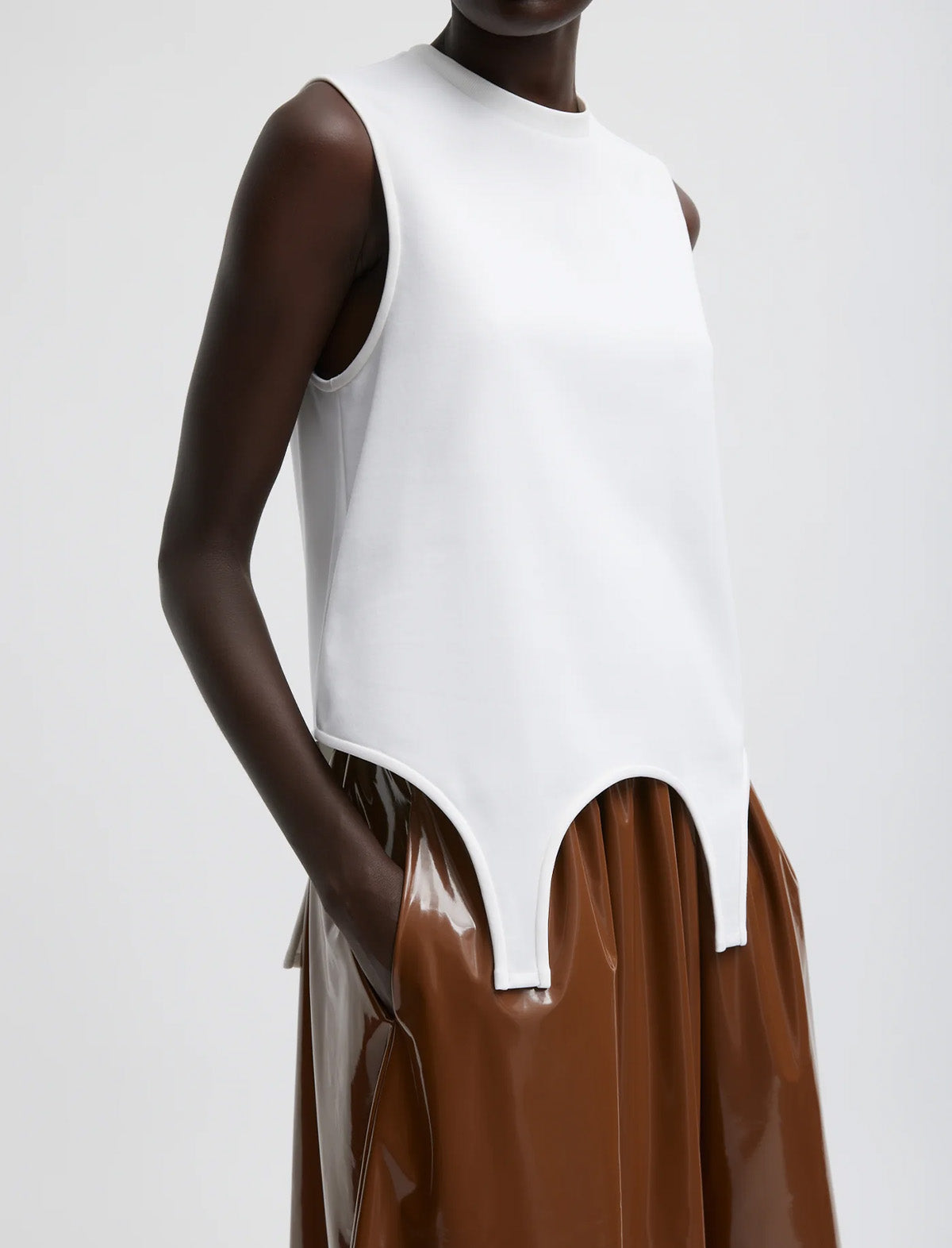 TIBI Active Knit Flip Tank in White