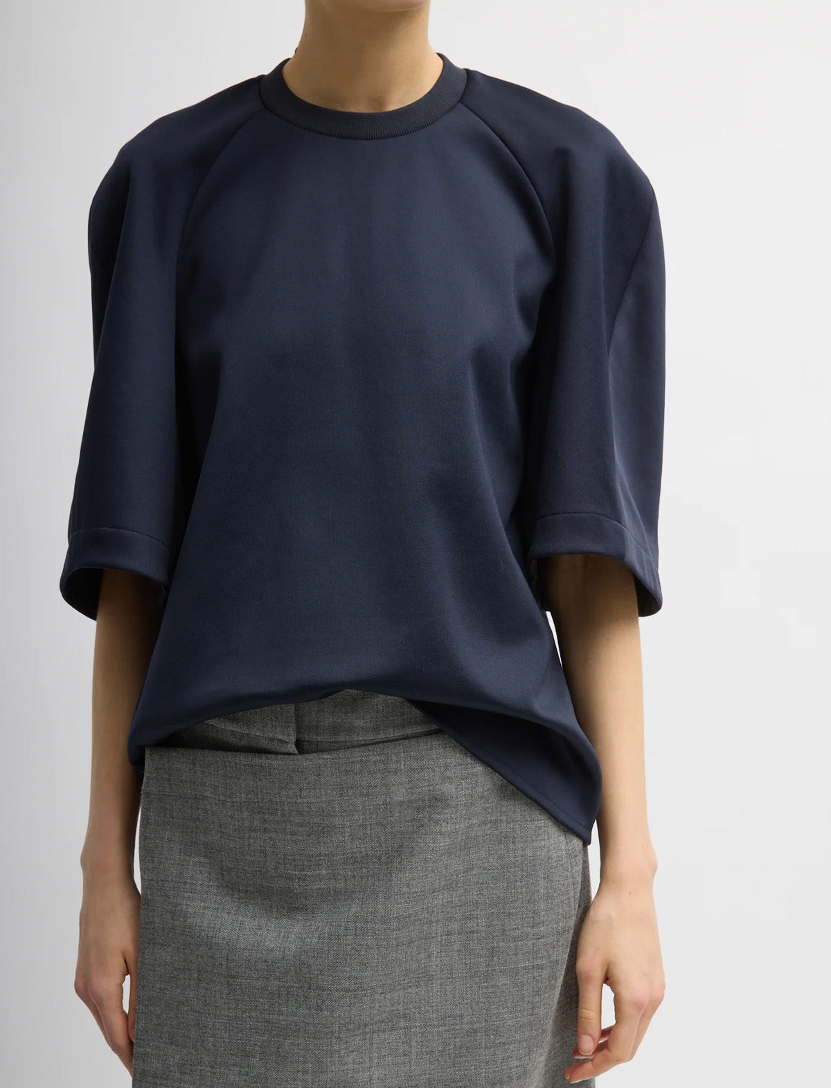 TIBI Active Knit Raglan Top in Navy