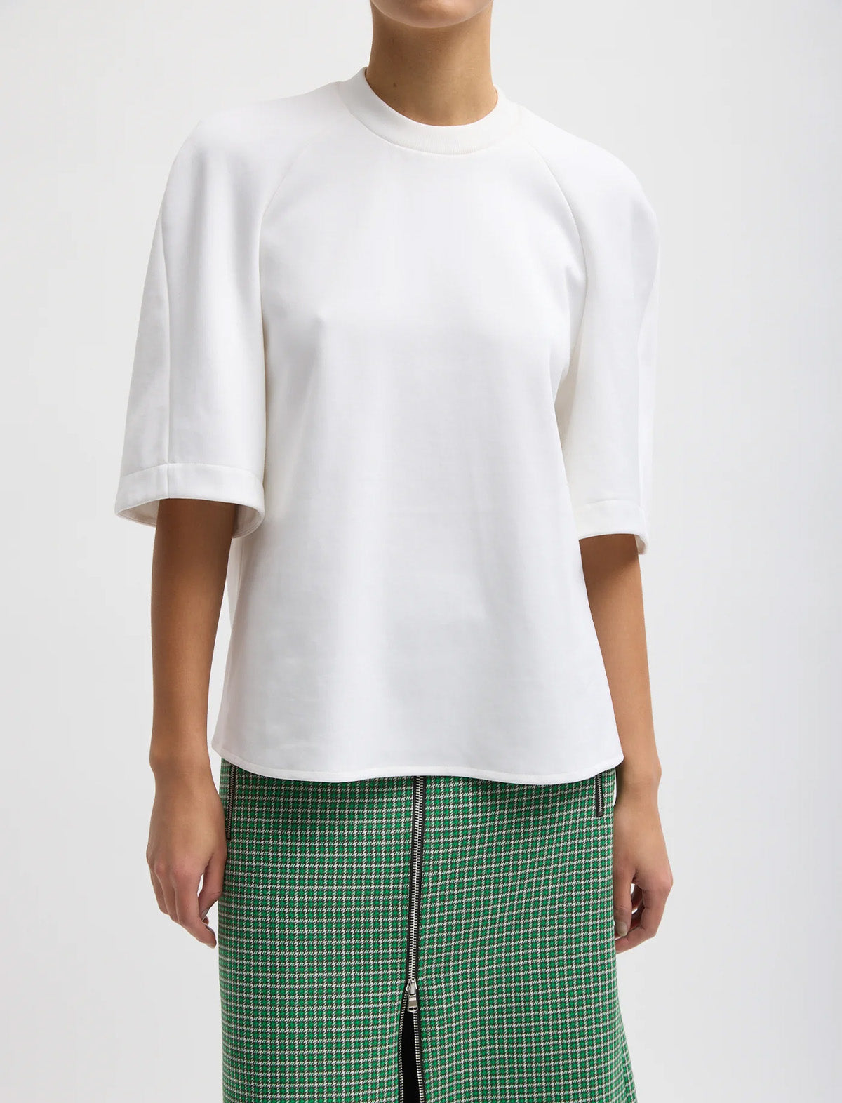 TIBI Active Knit Raglan Top in White