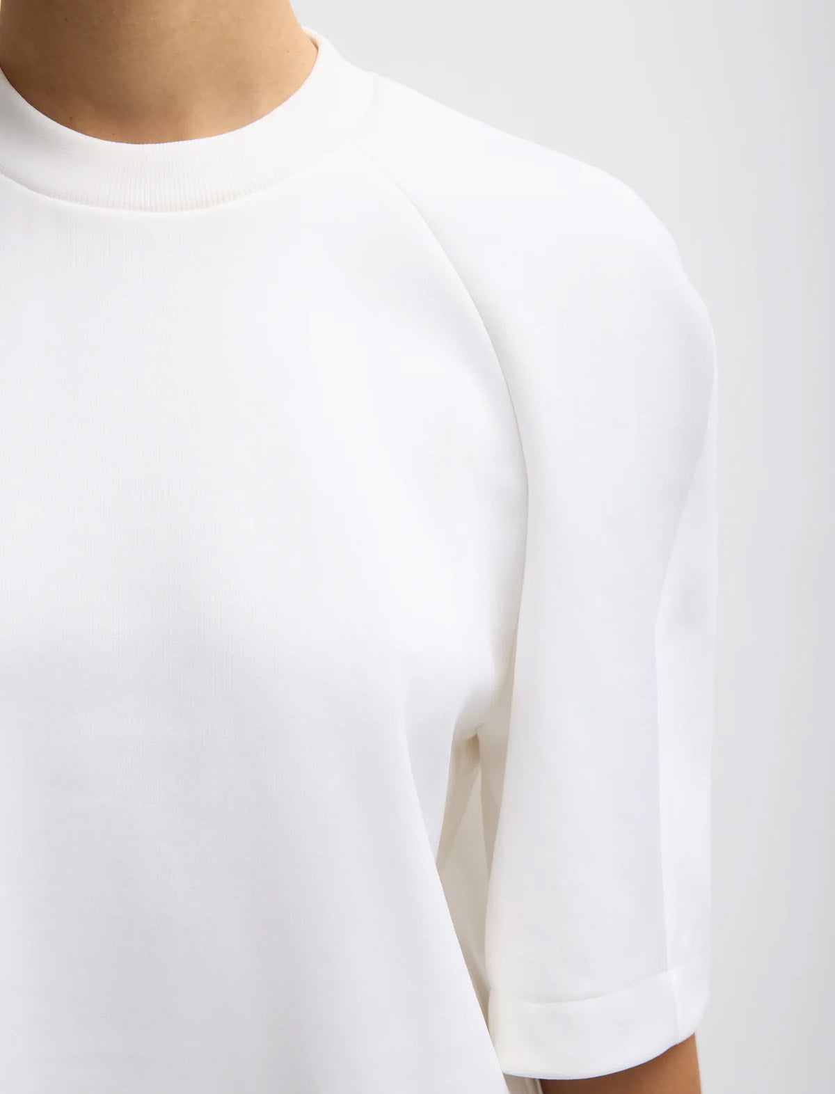 TIBI Active Knit Raglan Top in White