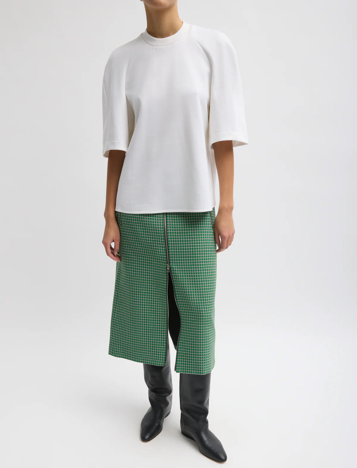 TIBI Active Knit Raglan Top in White