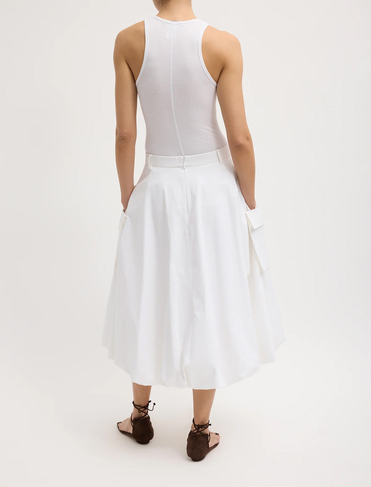TIBI Bio Twill Bubble Skirt in Optic White