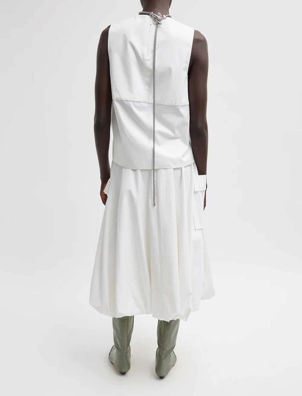 TIBI Bio Twill Bubble Skirt in Optic White