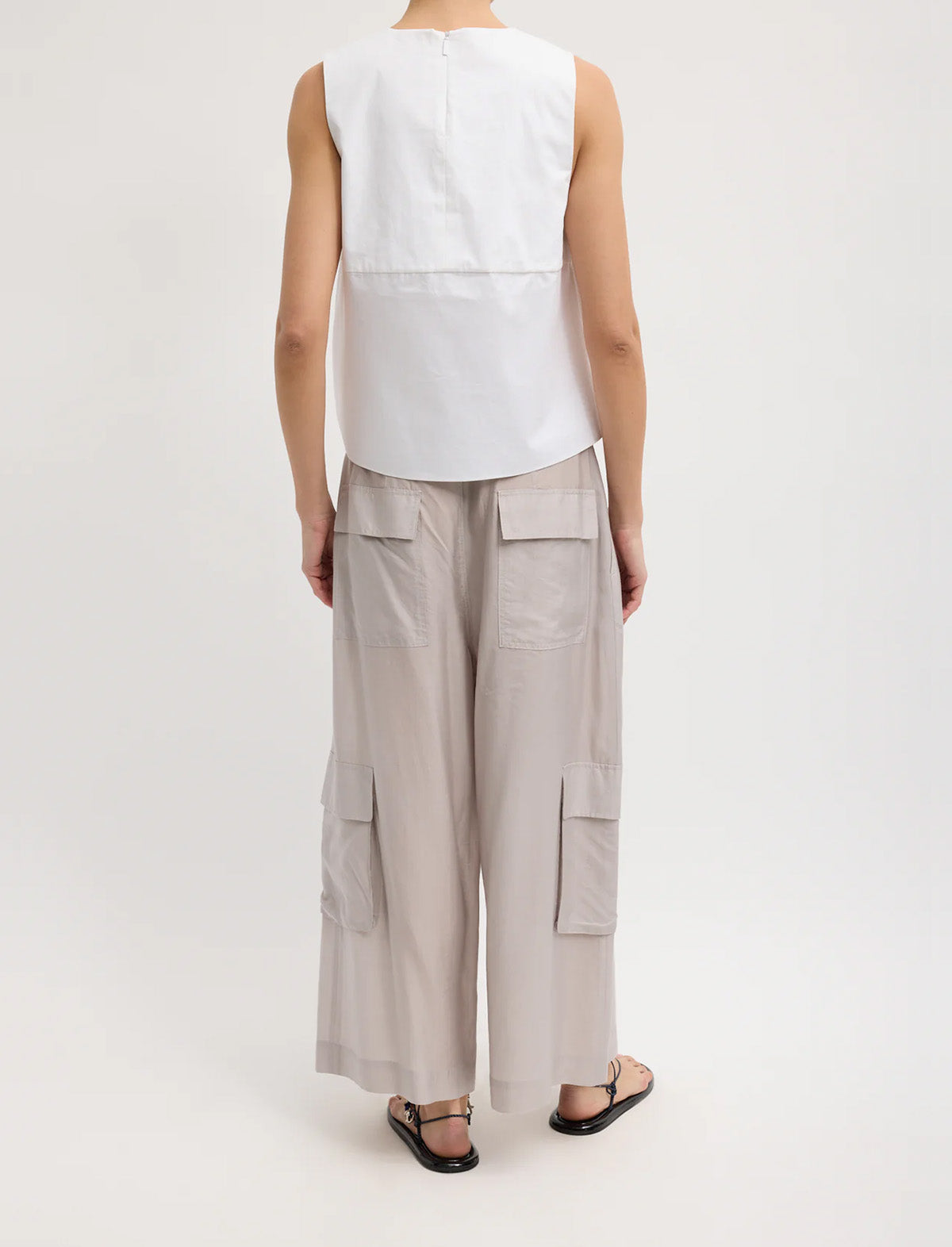 TIBI Bio Twill Easy Tie Top in Optic White