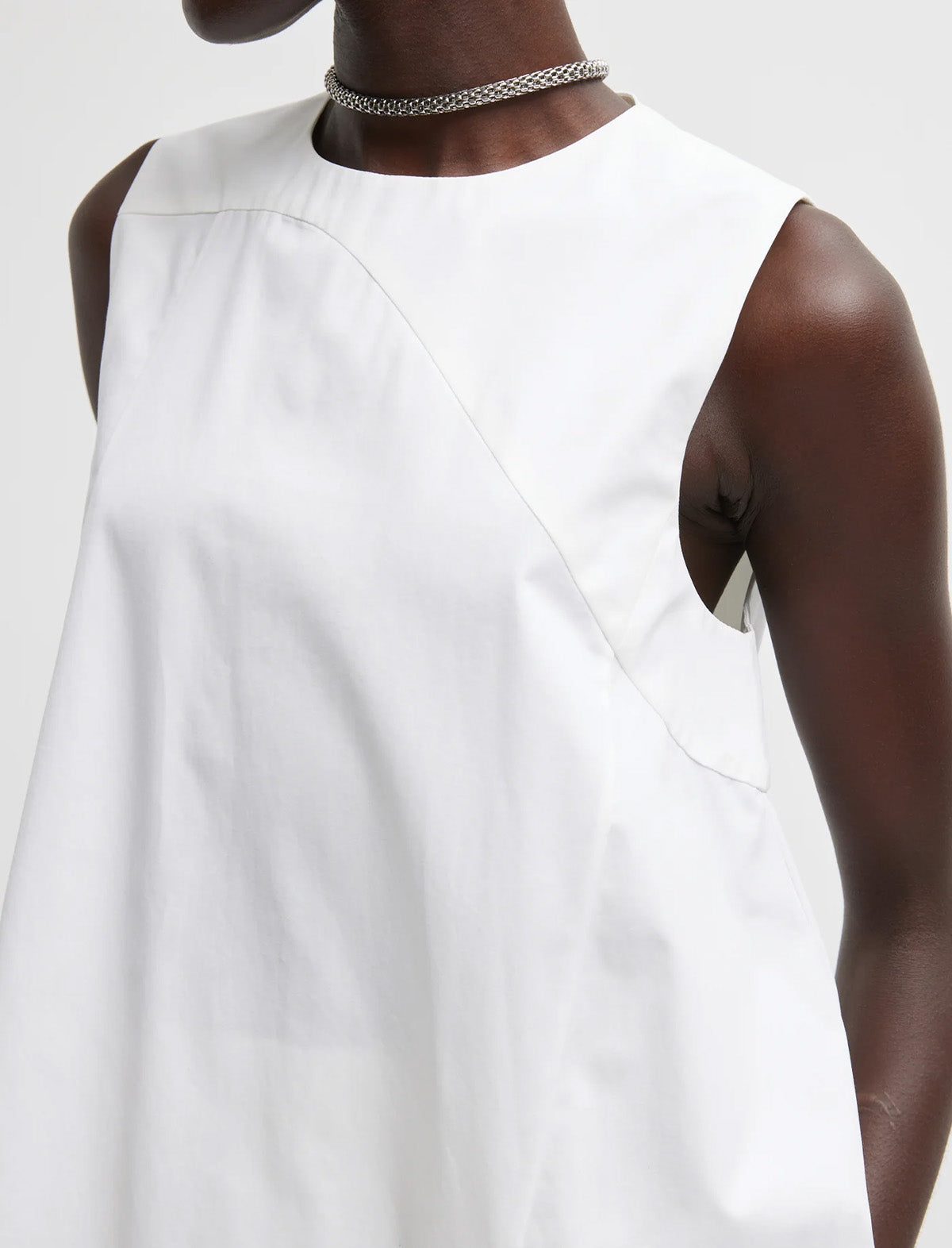 TIBI Bio Twill Easy Tie Top in Optic White