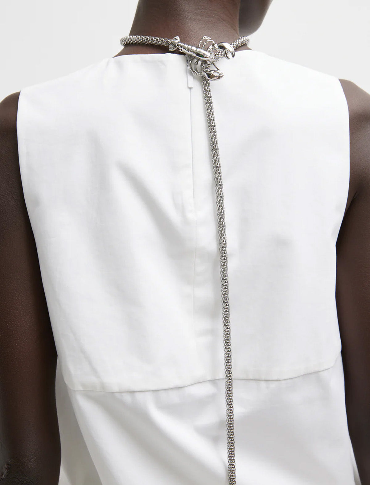 TIBI Bio Twill Easy Tie Top in Optic White