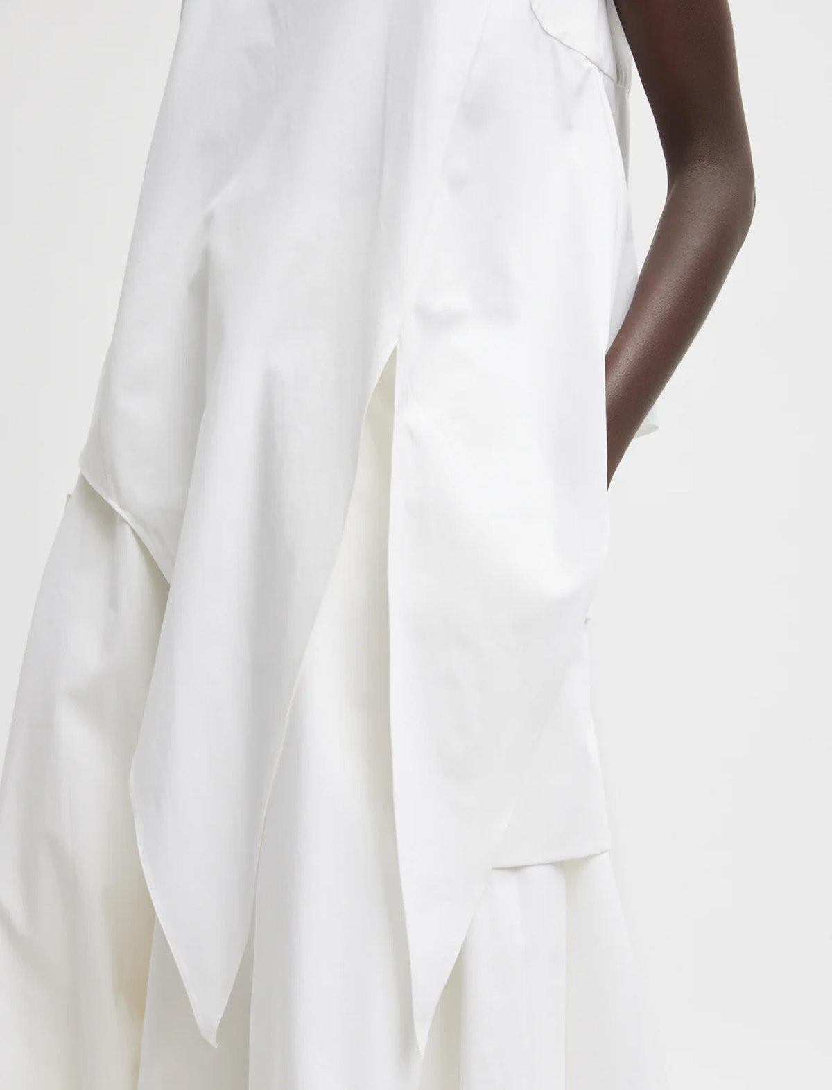 TIBI Bio Twill Easy Tie Top in Optic White