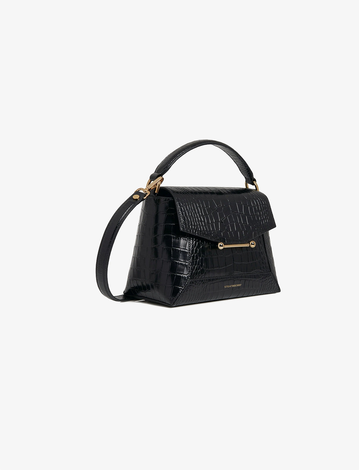 STRATHBERRY Mosaic Bag in Embossed Croc Black